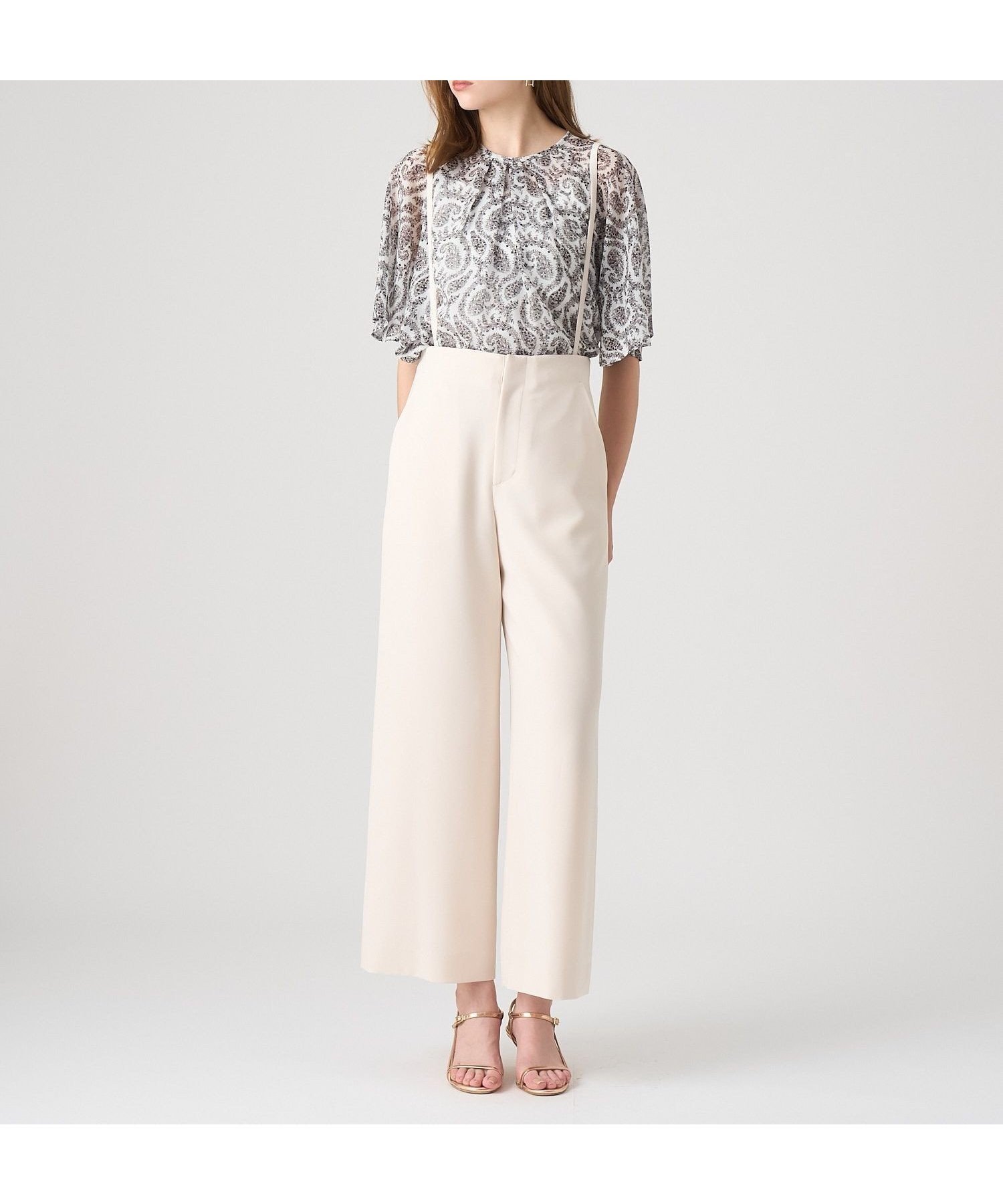 【アナイ/ANAYI】のダブルクロスサスペンダーパンツ インテリア・キッズ・メンズ・レディースファッション・服の通販 founy(ファニー) 　ファッション　Fashion　レディースファッション　Fashion for Women　パンツ　Pants & Trousers　サスペンダー　Suspenders, Braces　ストレッチ　Stretch, Stretchy Fabric　スマート　Smart, Elegant　ダブル　Double, Double-Breasted　フロント　Front, Front Design　ワイド　Wide, Wide Fit　エレガント 上品　Elegant　ivory|ID: prp329100004823709 ipo3291000000035078017