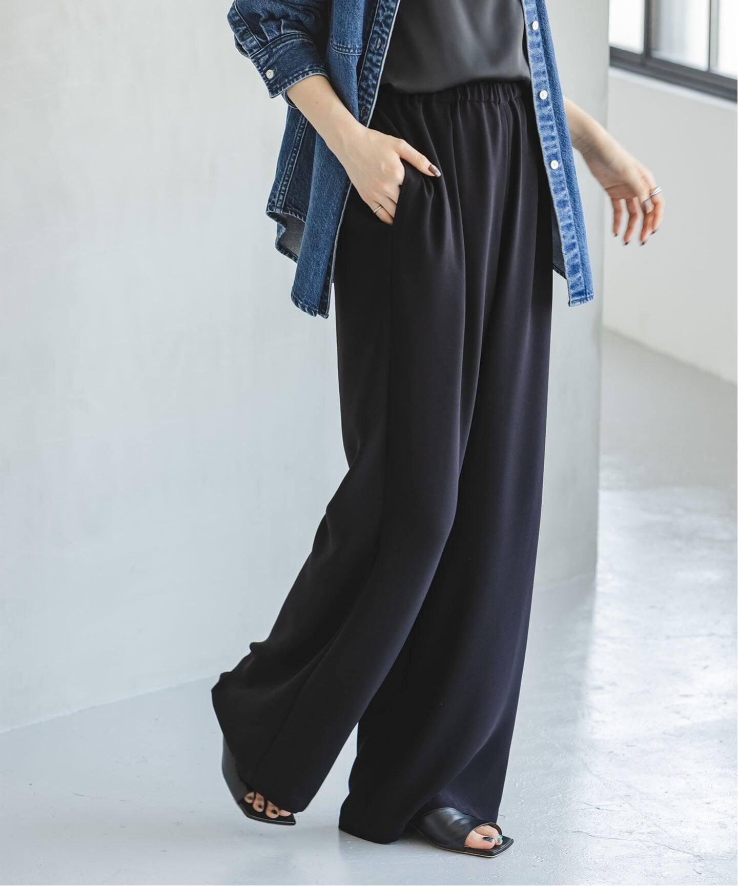 【ノーブル / スピック&スパン/NOBLE / Spick & Span】の《追加》【洗える】ライトジョーゼットドレープパンツ インテリア・キッズ・メンズ・レディースファッション・服の通販 founy(ファニー) 　ファッション　Fashion　レディースファッション　Fashion for Women　パンツ　Pants & Trousers　ジョーゼット　Georgette, Semi-Sheer Fabric　フロント　Front, Front Design　夏　Summer　洗える　Machine Washable　ブラック|ID: prp329100004823712 ipo3291000000035078030