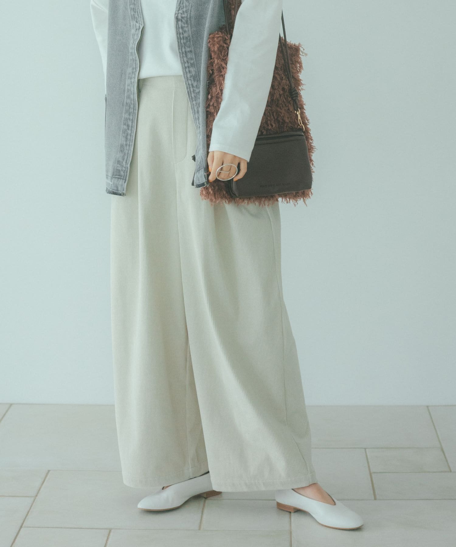 【スタディオ クリップ/studio CLIP】の【イージーケア】コーデュロイワイドパンツ プチ・プラスサイズあり 人気、トレンドファッション・服の通販 founy(ファニー) 　ファッション　Fashion　レディースファッション　Fashion for Women　パンツ　Pants & Trousers　おすすめ　Recommended / Our Picks　コンパクト　Compact, Small Size　コーデュロイ　Corduroy, Cord Fabric　チェック　Check, Plaid, Tartan　フロント　Front, Front Design　ボトム　Bottoms, Lower Wear　ルーズ　Loose, Oversized　ワイド　Wide, Wide Fit　A/W・秋冬　Autumn/Winter　 other-1|ID: prp329100004823737 ipo3291000000035078213