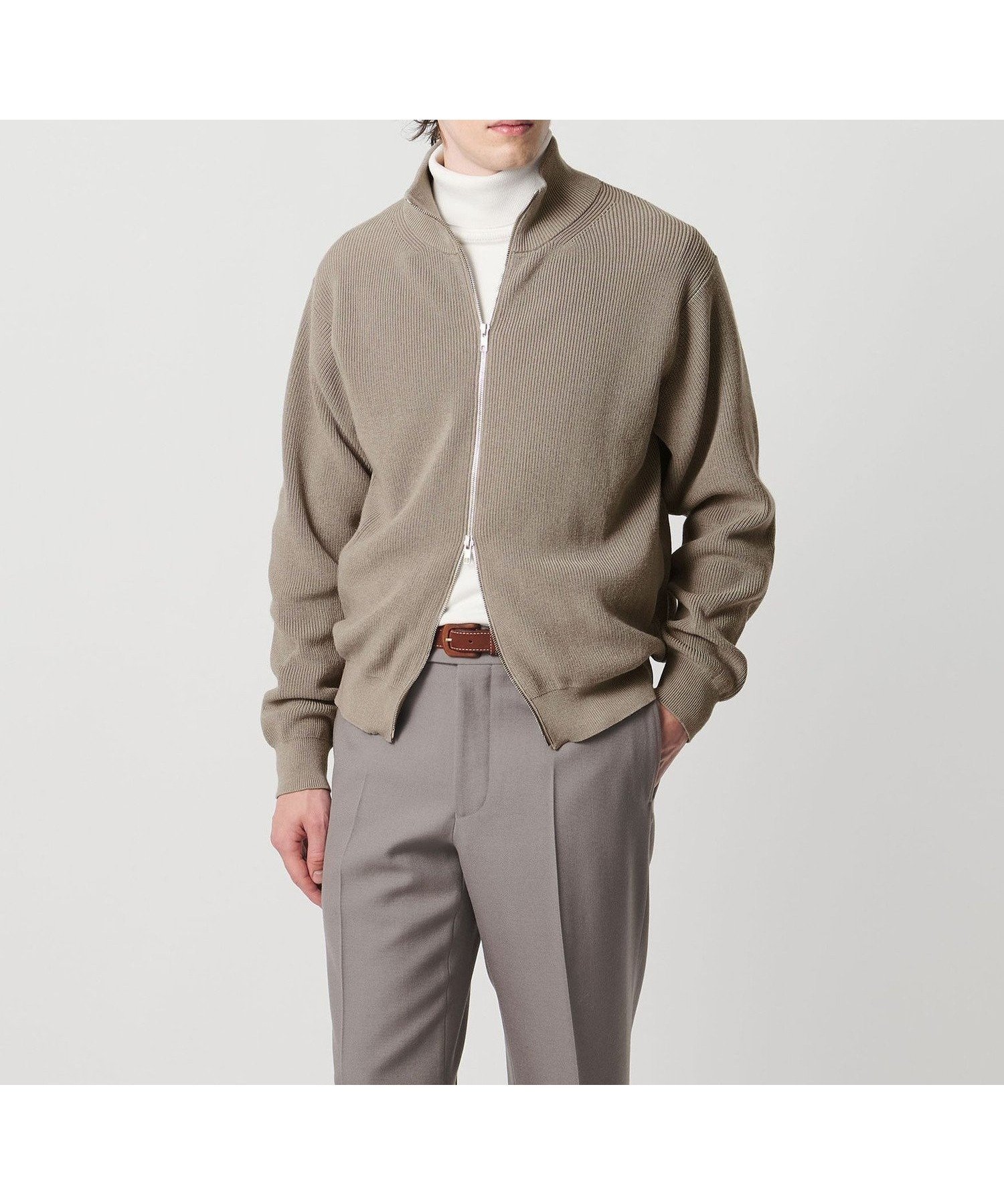 【ユナイテッドアローズ/UNITED ARROWS / MEN】のジップアップ ドライバーズニット インテリア・キッズ・メンズ・レディースファッション・服の通販 founy(ファニー) 　ファッション　Fashion　メンズファッション　Fashion for Men　インナー　Innerwear　畦　Ribbed Knit　ジップアップ　Zip-Up, Full Zip　スタンド　Stand Collar, Upright Stand　定番　Standard, Basic Item　ハイネック　High Neck, Mock Neck　フォルム　Silhouette, Form　ブルゾン　Blouson, Bomber Jacket　リラックス　Relax, Relaxed Fit　ロング　Long, Long-Length　NATURAL|ID: prp329100004823751 ipo3291000000035078320