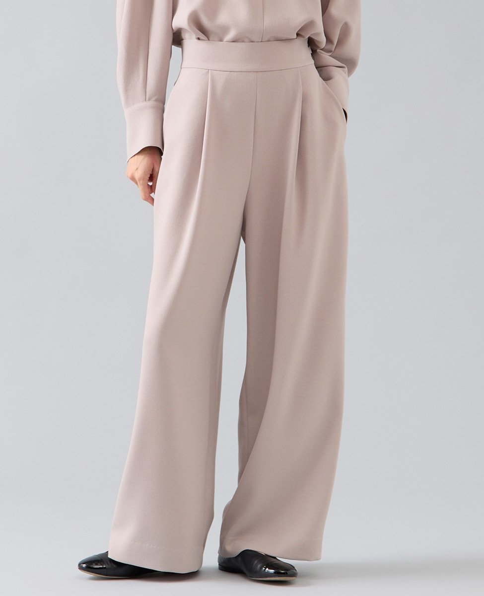 【リエス/Liesse】のタックワイドパンツ インテリア・キッズ・メンズ・レディースファッション・服の通販 founy(ファニー) 　ファッション　Fashion　レディースファッション　Fashion for Women　パンツ　Pants & Trousers　ジョーゼット　Georgette, Semi-Sheer Fabric　ストレッチ　Stretch, Stretchy Fabric　セットアップ　Set-Up, Coordinated Outfit　ダブル　Double, Double-Breasted　バランス　Balance, Style Balance　ビンテージ　Vintage, Retro Style　メタル　Metal, Metal Parts　リラックス　Relax, Relaxed Fit　ワイド　Wide, Wide Fit　ベージュ|ID: prp329100004823797 ipo3291000000035078655