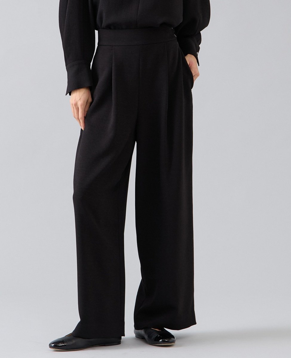 【リエス/Liesse】のタックワイドパンツ インテリア・キッズ・メンズ・レディースファッション・服の通販 founy(ファニー) 　ファッション　Fashion　レディースファッション　Fashion for Women　パンツ　Pants & Trousers　ジョーゼット　Georgette, Semi-Sheer Fabric　ストレッチ　Stretch, Stretchy Fabric　セットアップ　Set-Up, Coordinated Outfit　ダブル　Double, Double-Breasted　バランス　Balance, Style Balance　ビンテージ　Vintage, Retro Style　メタル　Metal, Metal Parts　リラックス　Relax, Relaxed Fit　ワイド　Wide, Wide Fit　ブラック|ID: prp329100004823797 ipo3291000000035078657