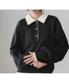 【ローリーズファーム/LOWRYS FARM】のバイカラーポロニットLS ブラック×アイボリー|ID:prp329100004823826