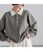 【ローリーズファーム/LOWRYS FARM】のバイカラーポロニットLS グレー×アイボリー|ID:prp329100004823826