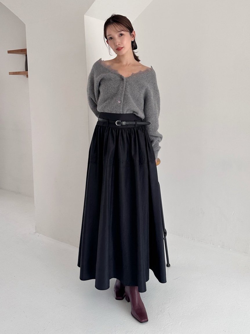 【フレイ アイディー/FRAY I.D】のギャザーボリュームスカート インテリア・キッズ・メンズ・レディースファッション・服の通販 founy(ファニー) 　ファッション　Fashion　レディースファッション　Fashion for Women　スカート　Skirts　エレガント 上品　Elegant　ギャザー　Gathered, Ruffled　シャーリング　Shirring, Ruched　スマート　Smart, Elegant　タフタ　Taffeta, Structured Fabric　バランス　Balance, Style Balance　ループ　Loop, Loop Knit　ワッシャー　Washer, Crinkled Finish　今季　This Season, Current Season　BLK[009]|ID: prp329100004823841 ipo3291000000035079256