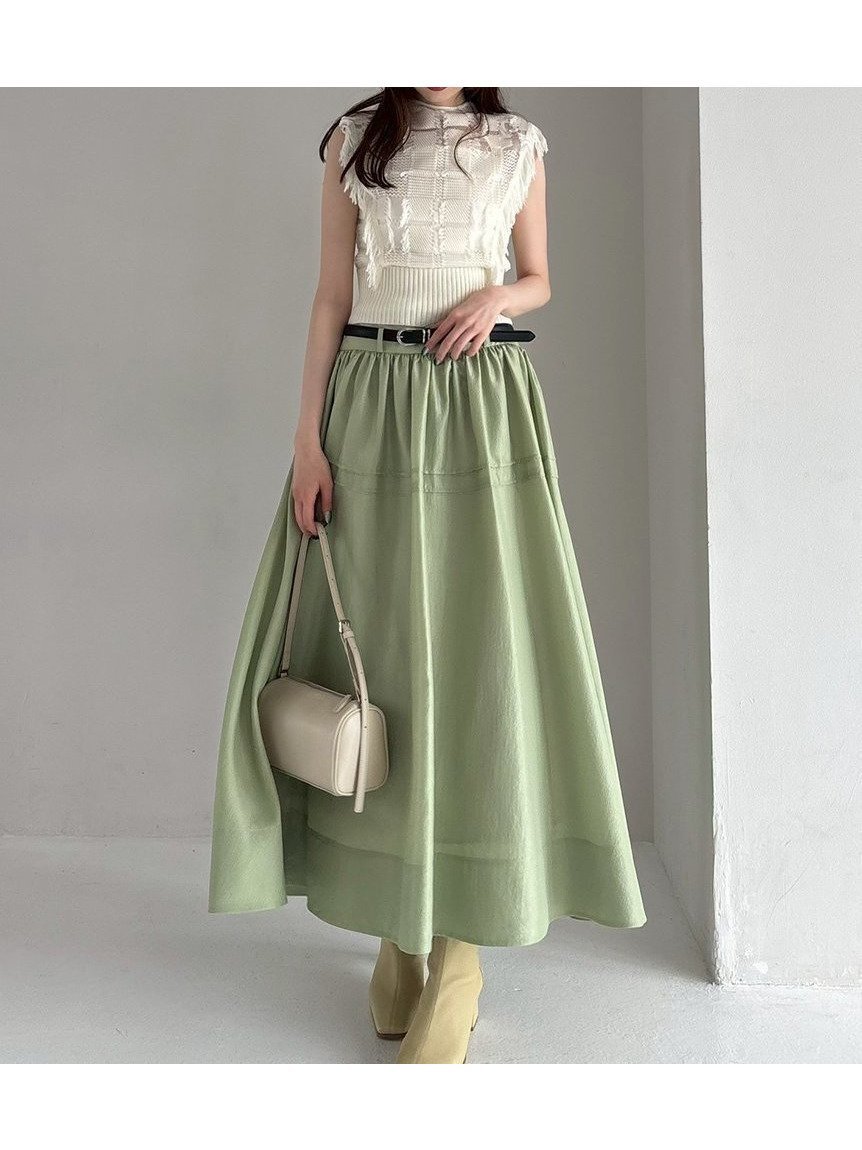 【フレイ アイディー/FRAY I.D】のギャザーボリュームスカート インテリア・キッズ・メンズ・レディースファッション・服の通販 founy(ファニー) 　ファッション　Fashion　レディースファッション　Fashion for Women　スカート　Skirts　エレガント 上品　Elegant　ギャザー　Gathered, Ruffled　シャーリング　Shirring, Ruched　スマート　Smart, Elegant　タフタ　Taffeta, Structured Fabric　バランス　Balance, Style Balance　ループ　Loop, Loop Knit　ワッシャー　Washer, Crinkled Finish　今季　This Season, Current Season　GRN[024]|ID: prp329100004823841 ipo3291000000035079257