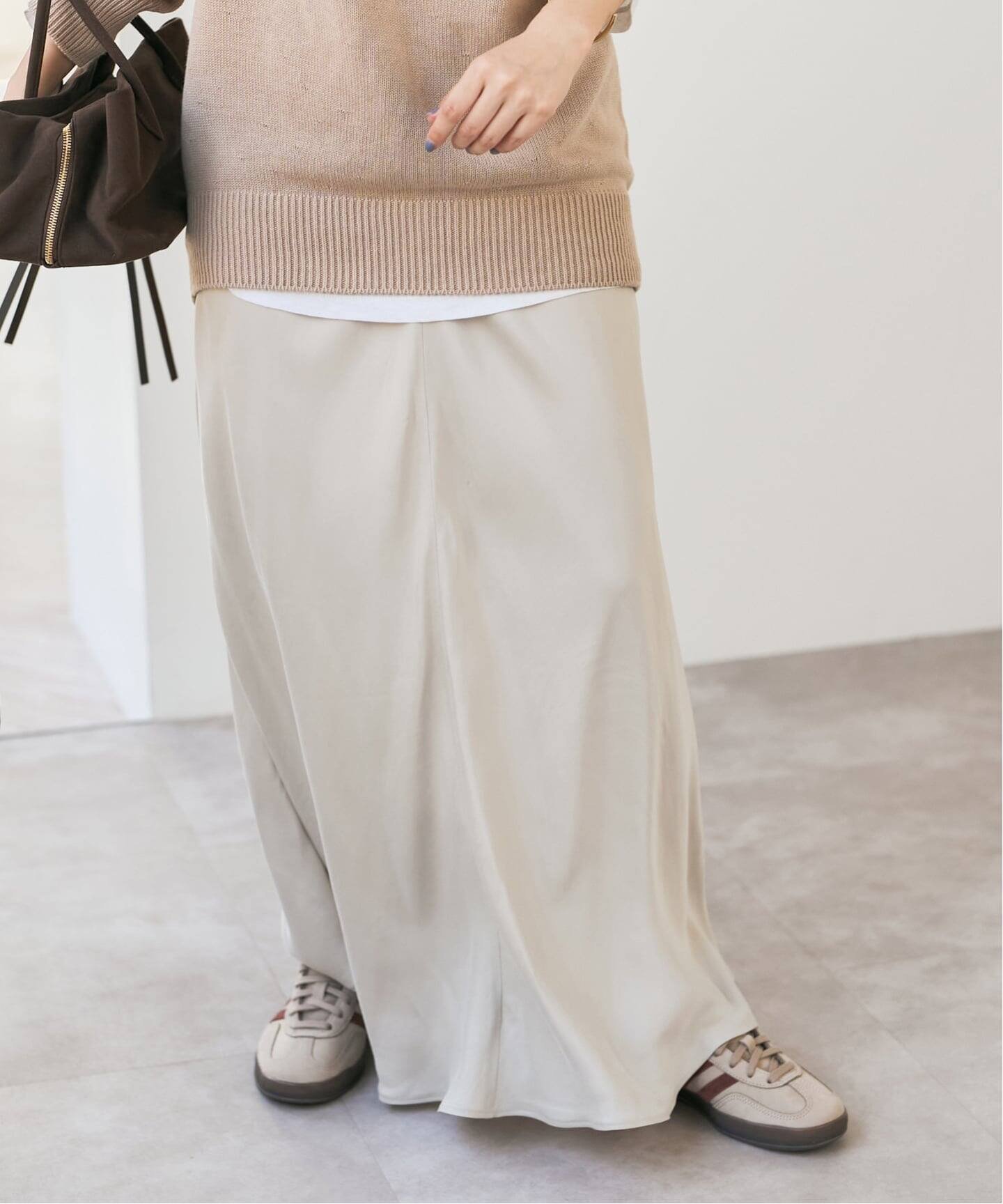 【スピック&スパン/Spick & Span】のキュプラフィブリルサテンスカート インテリア・キッズ・メンズ・レディースファッション・服の通販 founy(ファニー) 　ファッション　Fashion　レディースファッション　Fashion for Women　スカート　Skirts　ベージュ A|ID: prp329100004823850 ipo3291000000035079402