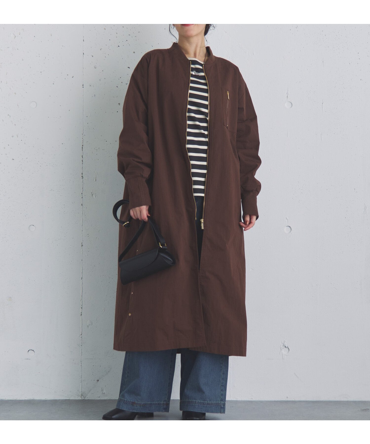 【ドゥ アルシーヴ/Doux archives】のバックギャザーロングMA-1 インテリア・キッズ・メンズ・レディースファッション・服の通販 founy(ファニー) 　ファッション　Fashion　レディースファッション　Fashion for Women　アウター　Coat / Outerwear Collection　MA-1ジャケット　MA-1 Bomber Jackets / Flight Jackets　バッグ　Bags　ギャザー　Gathered, Ruffled　ジップ　Zip, Zipper　スリット　Slit, Slit Detail　フラップ　Flap, Flap Pocket　フロント　Front, Front Design　ポケット　Pocket, Pocket Detail　人気　Popular, Best Seller　BROWN|ID: prp329100004823876 ipo3291000000035079661