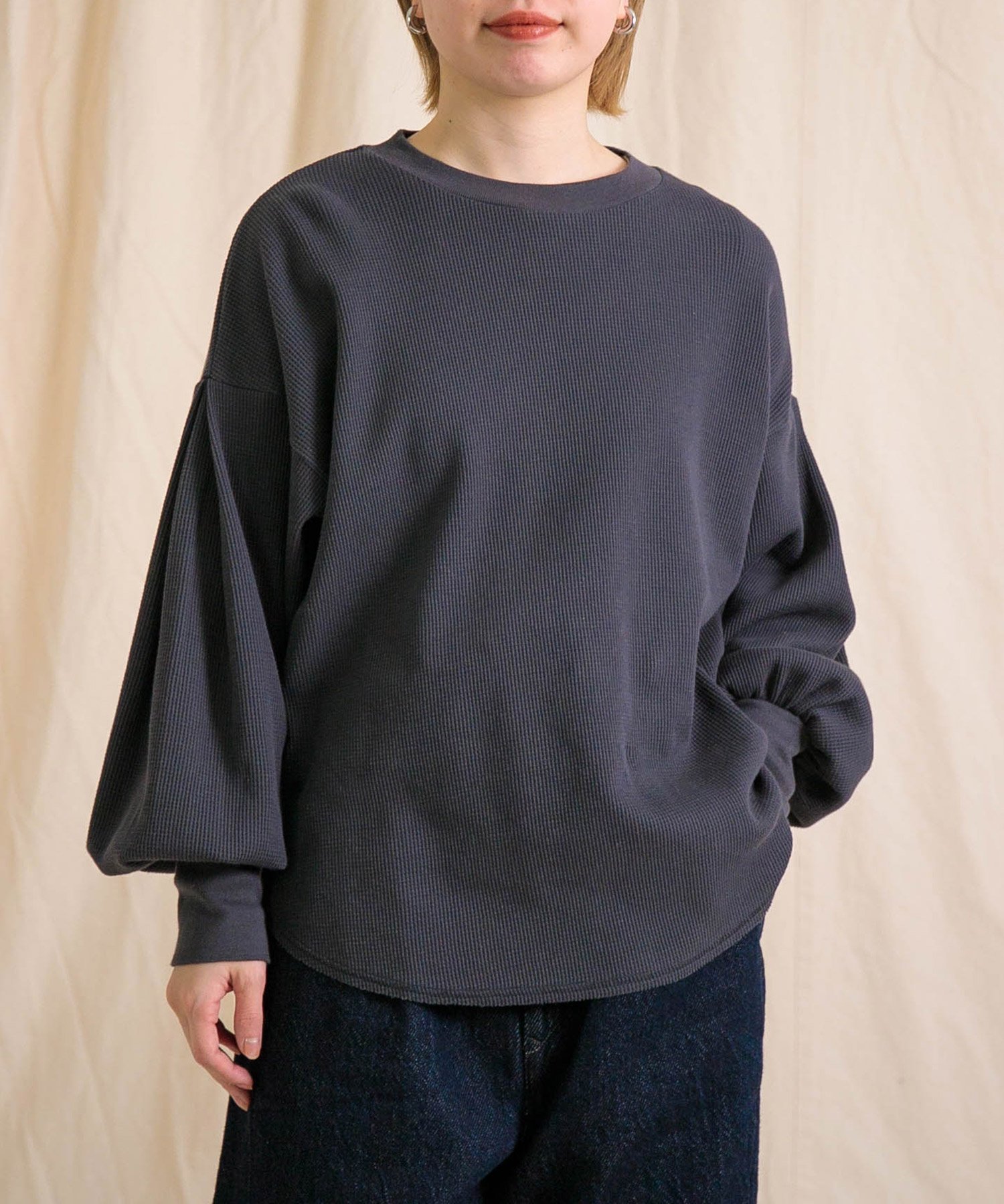 【ドミンゴ/DOMINGO】の度詰ワッフル モンシェットロンTシャツ インテリア・キッズ・メンズ・レディースファッション・服の通販 founy(ファニー) 　ファッション　Fashion　レディースファッション　Fashion for Women　トップス・カットソー　Cut & Sew Tops　シャツ・ブラウス・オフィスカジュアル　Elegant Blouses & Button-Ups　ロングTシャツ・Tシャツ　Longline T-Shirts & Tees　インナー　Innerwear　カットソー　Cut and Sewn Top　カフス　Cuff Design　サーマル　Thermal, Waffle Knit　スウェット / スエット　Sweatshirt, Sweatwear　スリーブ　Sleeve, Long Sleeve / Short Sleeve　タートル　Turtleneck, Turtle Collar　ポケット　Pocket, Pocket Detail　ミリタリー　Military, Army Style　ラウンド　Round, Round Neck　ワッフル　Waffle, Waffle Knit　チャコールグレー|ID: prp329100004823880 ipo3291000000035079701