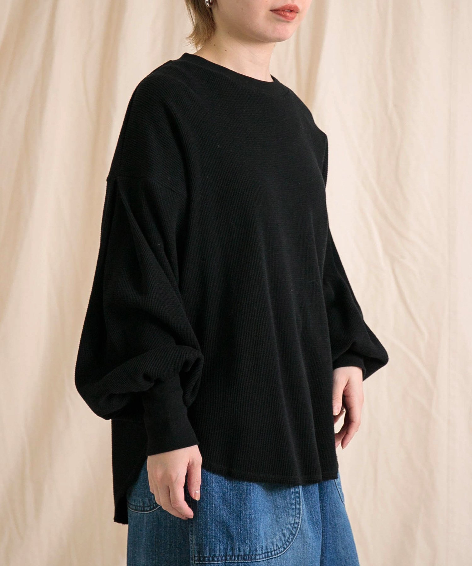 【ドミンゴ/DOMINGO】の度詰ワッフル モンシェットロンTシャツ インテリア・キッズ・メンズ・レディースファッション・服の通販 founy(ファニー) 　ファッション　Fashion　レディースファッション　Fashion for Women　トップス・カットソー　Cut & Sew Tops　シャツ・ブラウス・オフィスカジュアル　Elegant Blouses & Button-Ups　ロングTシャツ・Tシャツ　Longline T-Shirts & Tees　インナー　Innerwear　カットソー　Cut and Sewn Top　カフス　Cuff Design　サーマル　Thermal, Waffle Knit　スウェット / スエット　Sweatshirt, Sweatwear　スリーブ　Sleeve, Long Sleeve / Short Sleeve　タートル　Turtleneck, Turtle Collar　ポケット　Pocket, Pocket Detail　ミリタリー　Military, Army Style　ラウンド　Round, Round Neck　ワッフル　Waffle, Waffle Knit　ブラック|ID: prp329100004823880 ipo3291000000035079702