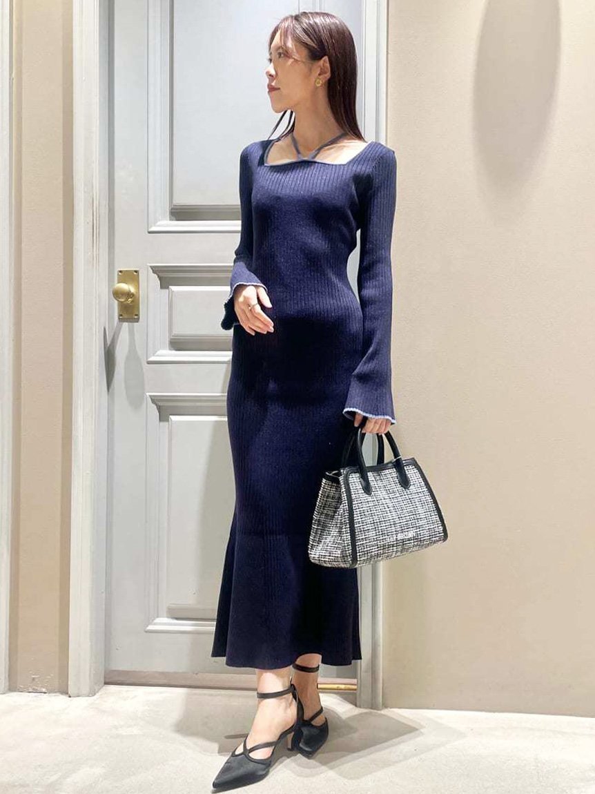 【リリーブラウン/Lily Brown】のデコルテデザインラメニット2wayワンピース インテリア・キッズ・メンズ・レディースファッション・服の通販 founy(ファニー) 　雑誌掲載アイテム　Magazine Picks & Fashion Features　ファッション雑誌　Fashion Magazines　キャンキャン　CanCam　ファッション　Fashion　レディースファッション　Fashion for Women　ワンピース　Dresses　1月号　January Issue　カッティング　Cutting Detail　今季　This Season, Current Season　ストレッチ　Stretch, Stretchy Fabric　スマート　Smart, Elegant　雑誌　Magazine, Fashion Magazine　フィット　Fit, Slim Fit　エレガント 上品　Elegant　NVY[089]|ID: prp329100004823892 ipo3291000000035079883