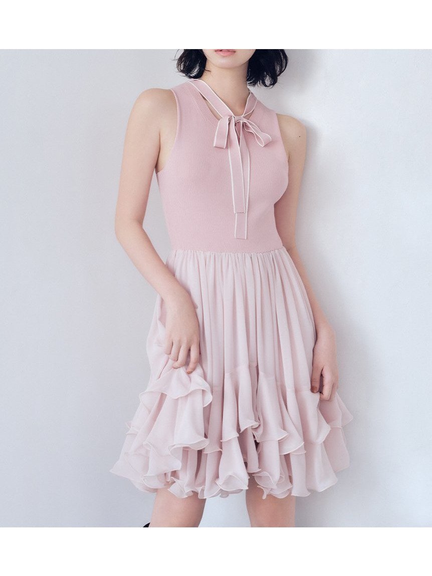 【ファーファー/FURFUR】の【限定カラー】スカートドッキングワンピース インテリア・キッズ・メンズ・レディースファッション・服の通販 founy(ファニー) 　ファッション　Fashion　レディースファッション　Fashion for Women　スカート　Skirts　エレガント 上品　Elegant　コンパクト　Compact, Small Size　スマート　Smart, Elegant　ドッキング　Docking, Mixed Material　フェミニン　Feminine, Girly　フォーマル　Formal, Dressy　ヘムライン　Hemline, Bottom Cut　ラッフル　Ruffle, Frill　PNK[066]|ID: prp329100004823896 ipo3291000000035079950