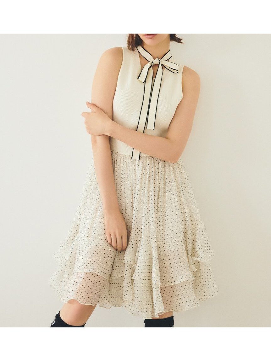 【ファーファー/FURFUR】の【限定カラー】スカートドッキングワンピース インテリア・キッズ・メンズ・レディースファッション・服の通販 founy(ファニー) 　ファッション　Fashion　レディースファッション　Fashion for Women　スカート　Skirts　エレガント 上品　Elegant　コンパクト　Compact, Small Size　スマート　Smart, Elegant　ドッキング　Docking, Mixed Material　フェミニン　Feminine, Girly　フォーマル　Formal, Dressy　ヘムライン　Hemline, Bottom Cut　ラッフル　Ruffle, Frill　DOT[934]|ID: prp329100004823896 ipo3291000000035079953