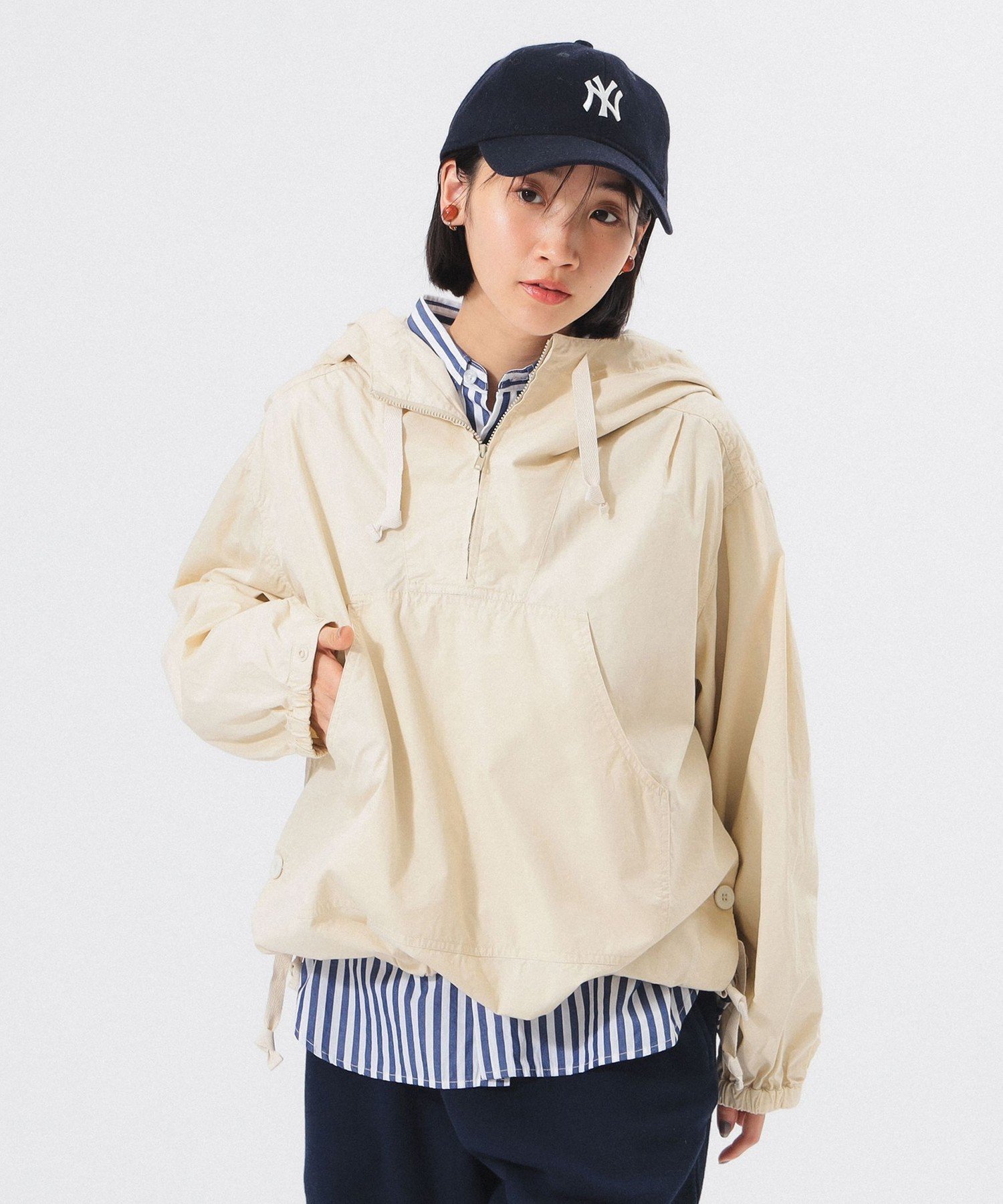 【ビームス ウイメン/BEAMS】のサイドボタン アノラック インテリア・キッズ・メンズ・レディースファッション・服の通販 founy(ファニー) 　ファッション　Fashion　レディースファッション　Fashion for Women　インナー　Innerwear　ジップ　Zip, Zipper　ツイル　Twist, Twisted Detail　ドローコード　Drawcord, Drawstring Cord　定番　Standard, Basic Item　ベーシック　Basic, Essential　おすすめ　Recommended / Our Picks　エレガント 上品　Elegant　IVORY|ID: prp329100004823913 ipo3291000000035080132