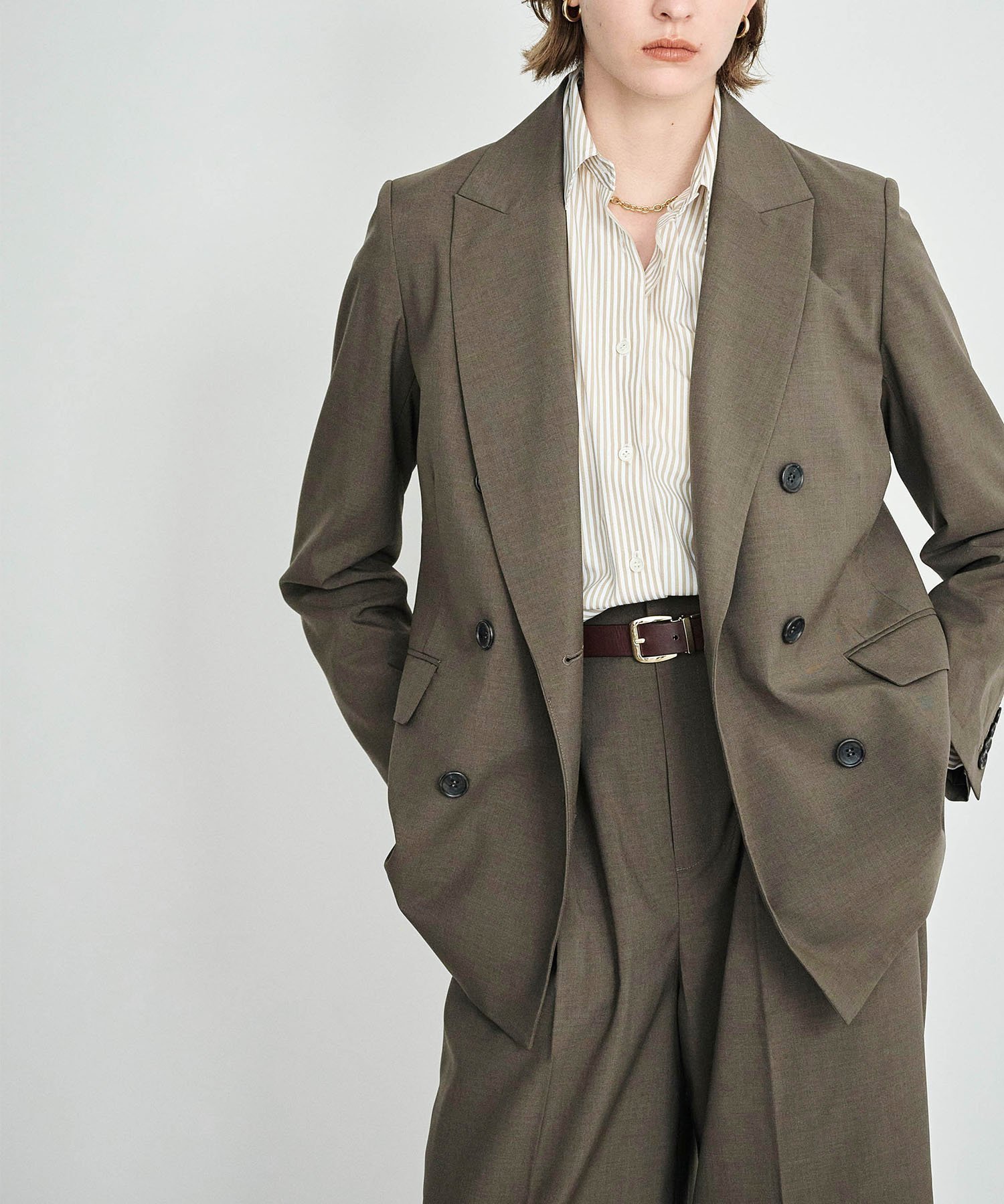 【ノーク/N.O.R.C】のピークドラペルダブルジャケット【CLEAN MOTION】 インテリア・キッズ・メンズ・レディースファッション・服の通販 founy(ファニー) ファッション Fashion レディースファッション Fashion for Women アウター Coat / Outerwear Collection レディースジャケット・軽アウター Jackets クラシック Classic, Timeless Style 吸水 Absorbent, Quick-Dry ジャケット Jacket, Outerwear ストレッチ Stretch, Stretchy Fabric ダブル Double, Double-Breasted マニッシュ Mannish, Boyish メランジ Melange, Mixed Yarn ブラウン|ID: prp329100004823915 ipo3291000000035080141