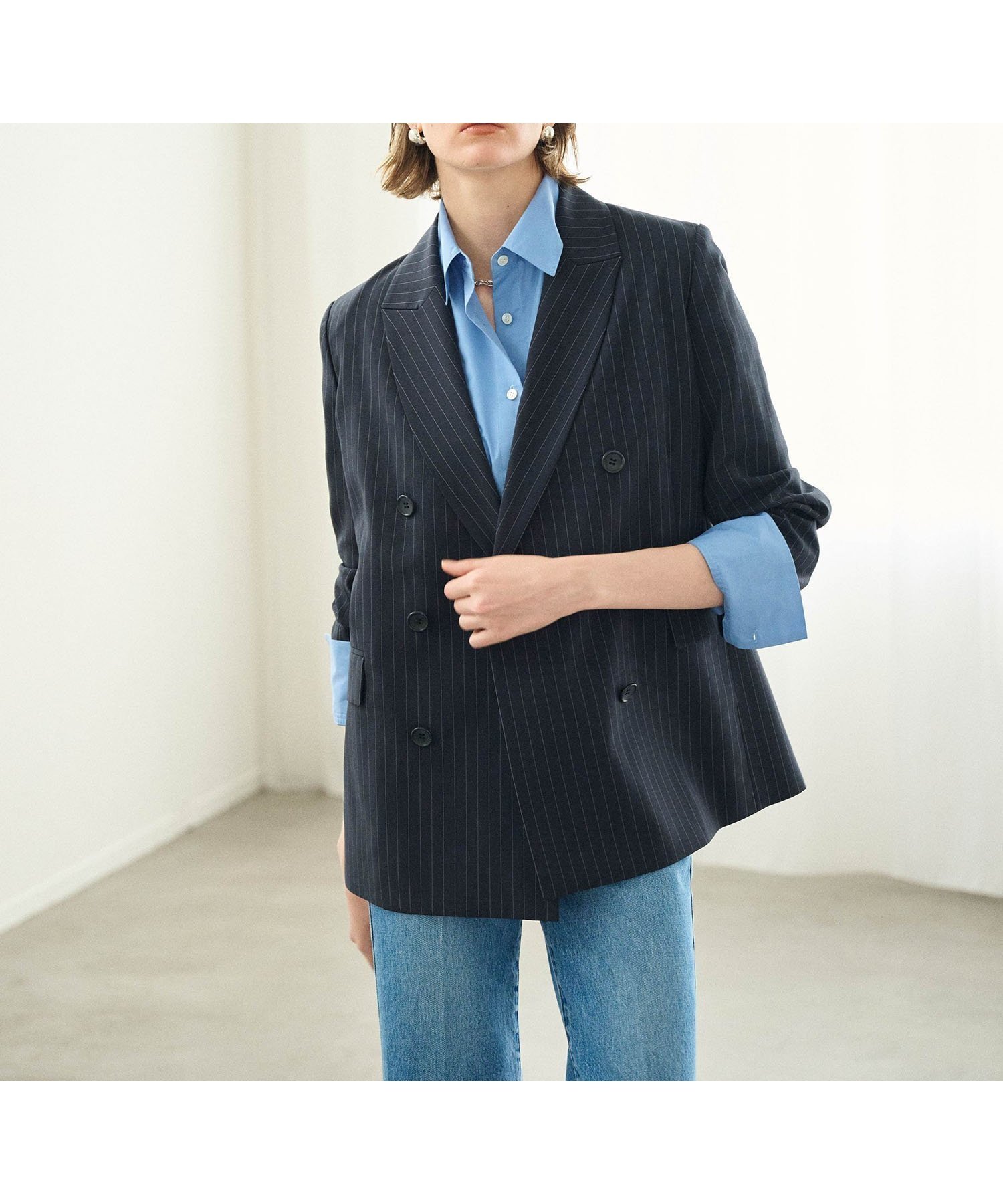 【ノーク/N.O.R.C】のピークドラペルダブルジャケット【CLEAN MOTION】 インテリア・キッズ・メンズ・レディースファッション・服の通販 founy(ファニー) ファッション Fashion レディースファッション Fashion for Women アウター Coat / Outerwear Collection レディースジャケット・軽アウター Jackets クラシック Classic, Timeless Style 吸水 Absorbent, Quick-Dry ジャケット Jacket, Outerwear ストレッチ Stretch, Stretchy Fabric ダブル Double, Double-Breasted マニッシュ Mannish, Boyish メランジ Melange, Mixed Yarn ストライプ|ID: prp329100004823915 ipo3291000000035080143