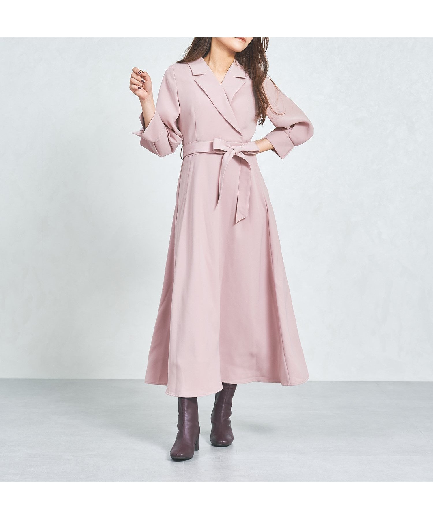 【ミッシュマッシュ/MISCH MASCH】のMM557412 テーラードフレアワンピース インテリア・キッズ・メンズ・レディースファッション・服の通販 founy(ファニー) 　ファッション　Fashion　レディースファッション　Fashion for Women　ワンピース　Dresses　2025年　2025　2025-2026秋冬・A/W　Autumn/Winter 2025–26 AW25–26　スリット　Slit, Slit Detail　トレンド　Trend, Trending Now　フェミニン　Feminine, Girly　フレア　Flare, Flared　リボン　Ribbon, Bow　エレガント 上品　Elegant　人気　Popular, Best Seller　夏　Summer　春　Spring　S/S・春夏　SS, Spring/Summer, Warm Season　A/W・秋冬　Autumn/Winter　ピンク|ID: prp329100004823916 ipo3291000000035080145