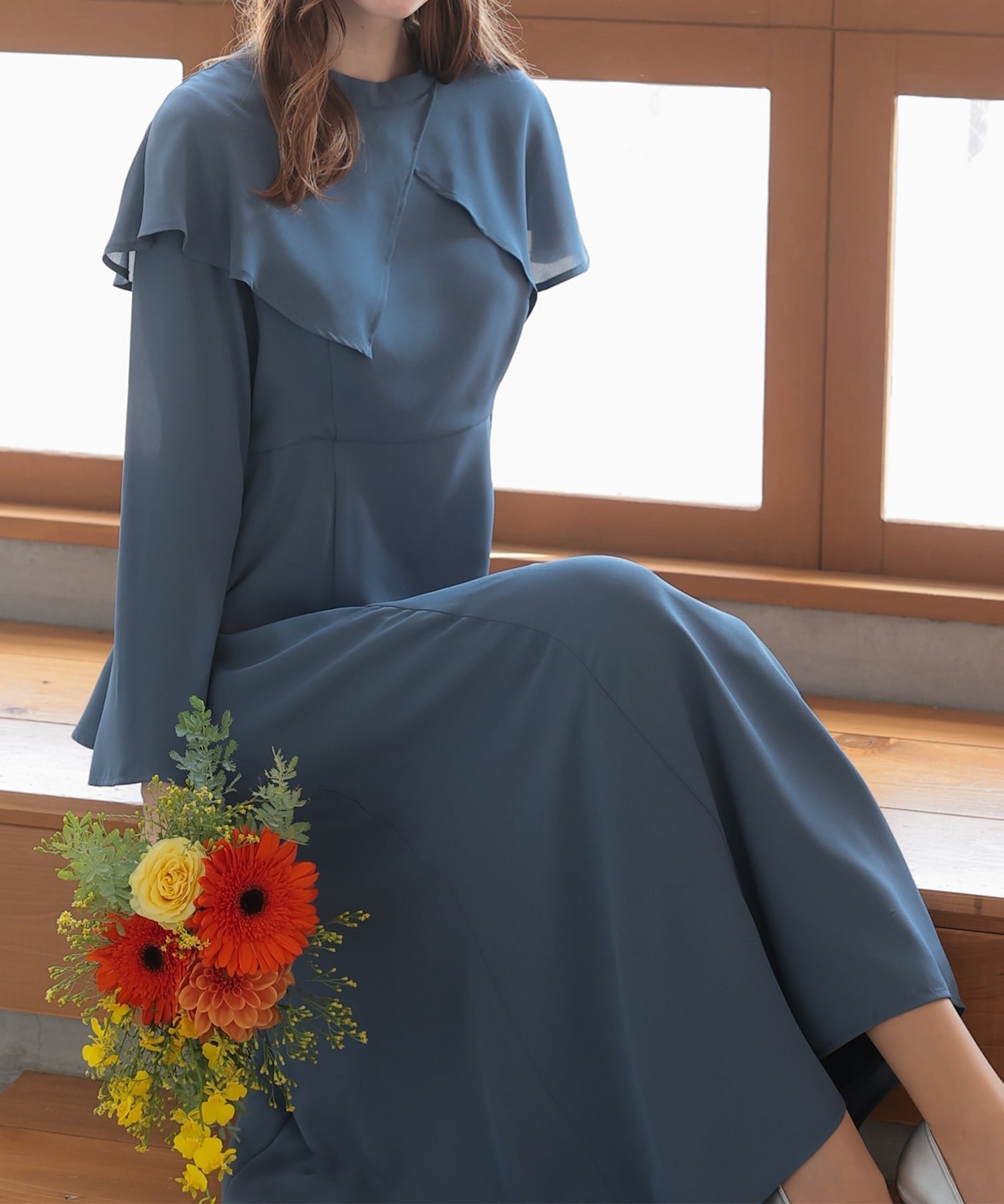 【ハレモード/haremode】の【haremode ハレモード公式】ケープ襟ワンピースドレス インテリア・キッズ・メンズ・レディースファッション・服の通販 founy(ファニー) 　ファッション　Fashion　レディースファッション　Fashion for Women　ワンピース　Dresses　フォーマル・パーティードレス・結婚式用ドレス　Elegant & Casual Dresses　ドレス　Dress, One-Piece　フォーマル　Formal, Dressy　モダン　Modern, Contemporary　おすすめ　Recommended / Our Picks　エレガント 上品　Elegant　結婚式　Wedding　披露宴　Wedding Reception　二次会　After Party　ブルーグレー|ID: prp329100004823918 ipo3291000000035080176