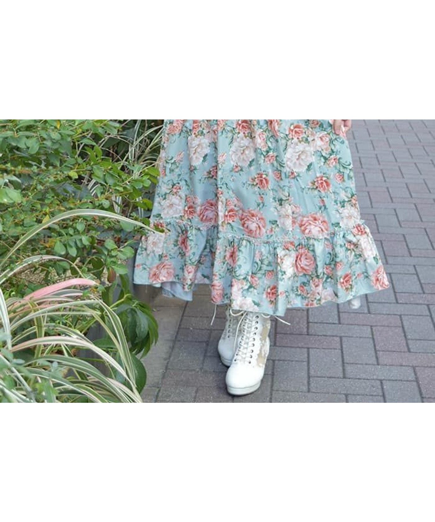 【アクシーズファム/axes femme】のブルームフラワー柄ワンピース インテリア・キッズ・メンズ・レディースファッション・服の通販 founy(ファニー) 　ファッション　Fashion　レディースファッション　Fashion for Women　ワンピース　Dresses　おすすめ　Recommended / Our Picks　アクセサリー　Fashion Accessories　インナー　Innerwear　デコルテ　Décolleté, Neckline　フロント　Front, Front Design　プリント　Print, Printed Pattern　リボン　Ribbon, Bow　レース　Lace, Lace Fabric　春　Spring　ミント|ID: prp329100004823922 ipo3291000000035080206