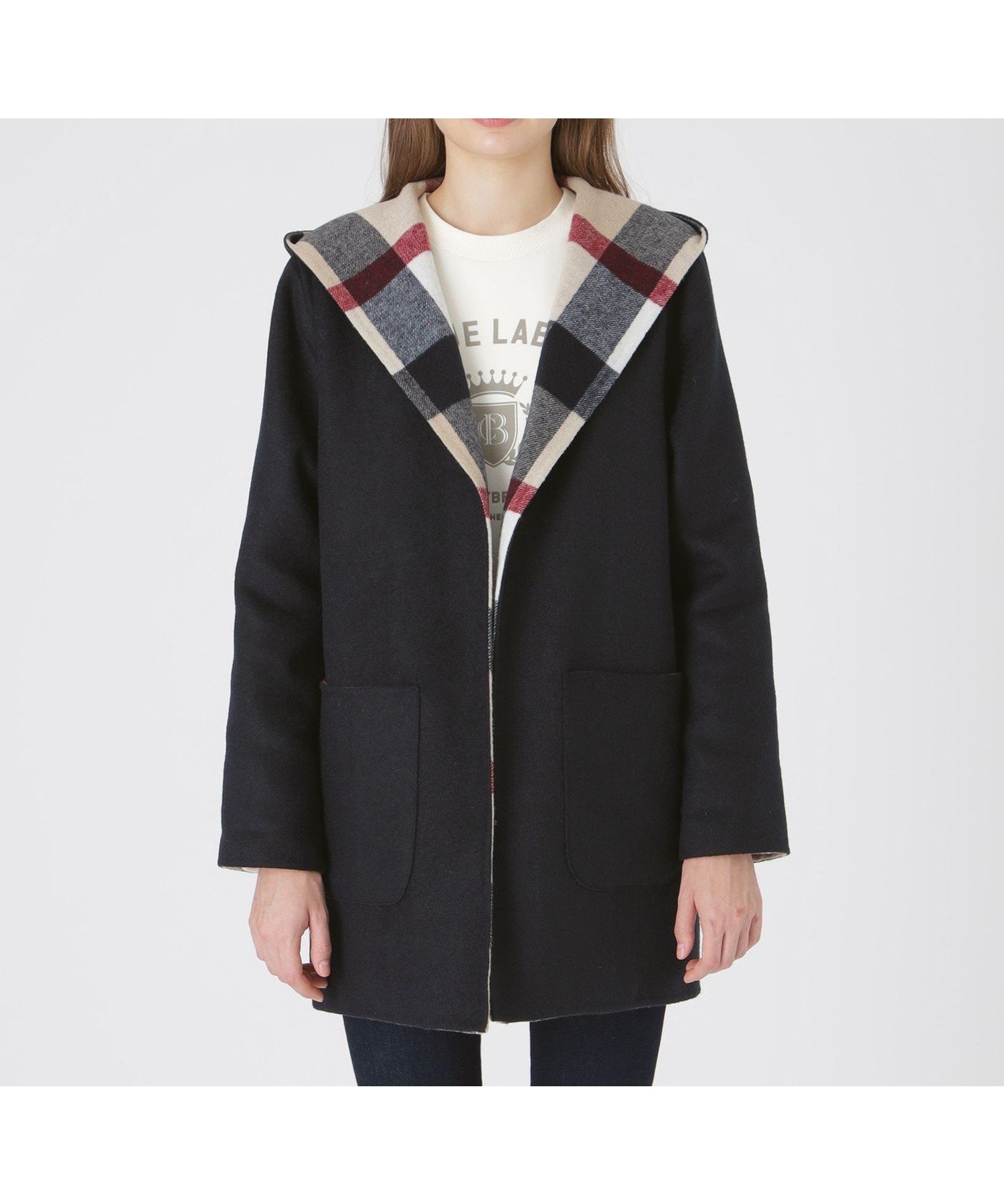 【ブルーレーベル クレストブリッジ/BLUE LABEL CRESTBRIDGE】のクレストブリッジチェックリバーポリウールコーディガン インテリア・キッズ・メンズ・レディースファッション・服の通販 founy(ファニー) 　ファッション　Fashion　レディースファッション　Fashion for Women　コーディガン　Coatigan, Knit Coat　チェック　Check, Plaid, Tartan　リバーシブル　Reversible, Two-Sided　冬　Winter / This Winter　ネイビー|ID: prp329100004823928 ipo3291000000035080261