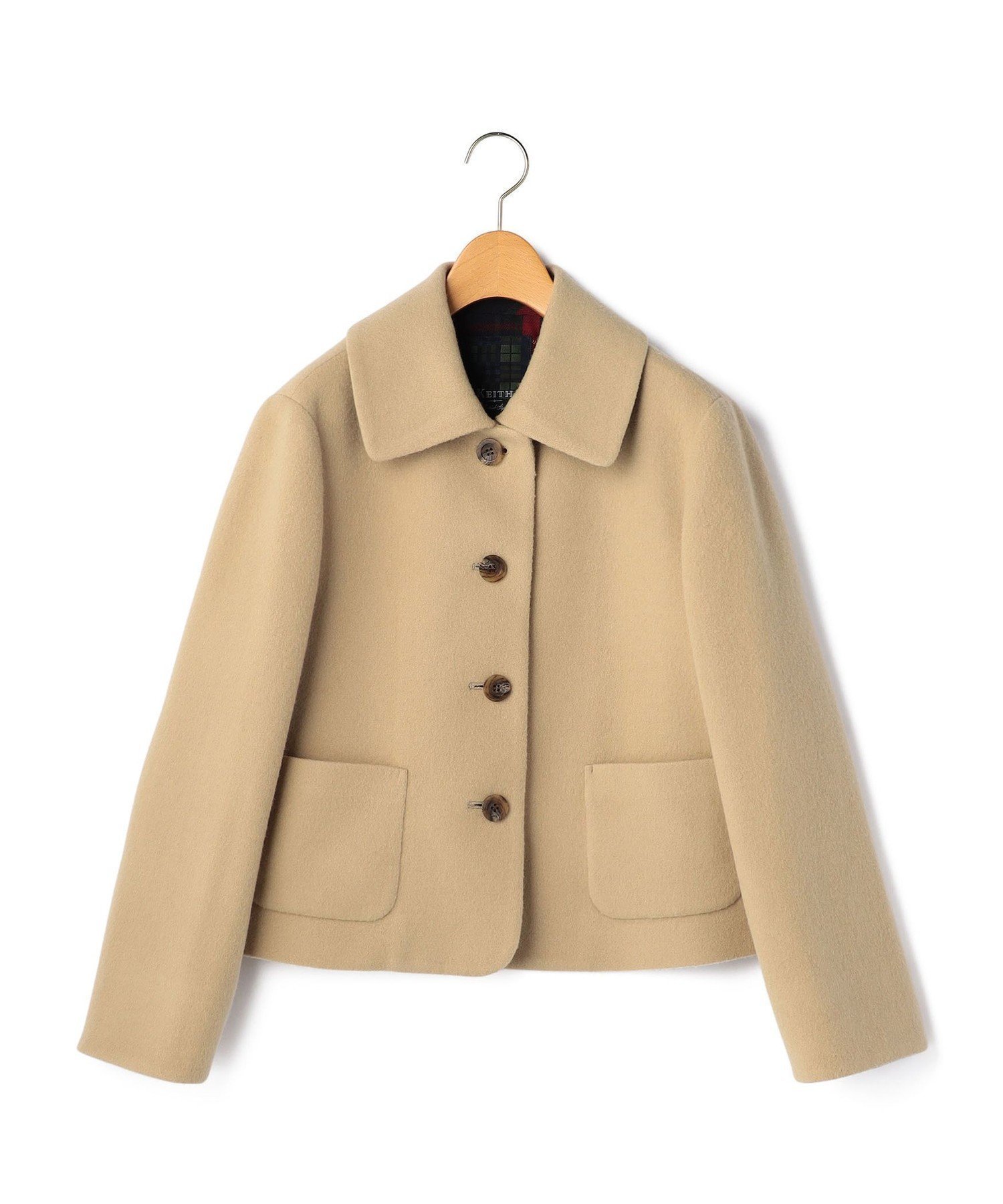 【キース/KEITH】の【Lサイズ】ライトビーバージャケット インテリア・キッズ・メンズ・レディースファッション・服の通販 founy(ファニー) 　ファッション　Fashion　レディースファッション　Fashion for Women　アウター　Coat / Outerwear Collection　レディースジャケット・軽アウター　Jackets　エレガント 上品　Elegant　ジャケット　Jacket, Outerwear　チェック　Check, Plaid, Tartan　ベージュ|ID: prp329100004823944 ipo3291000000035080486