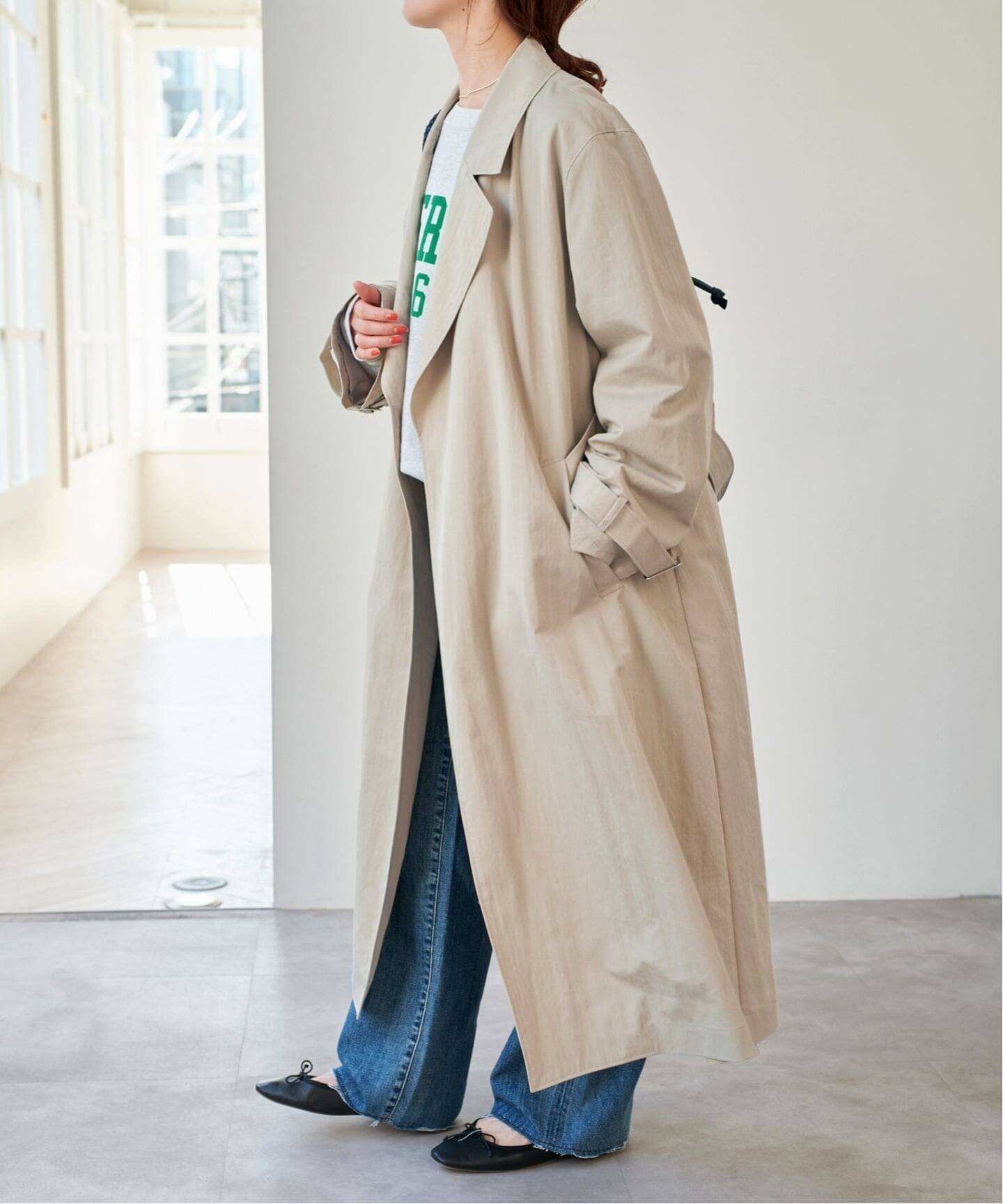 【スピック&スパン/Spick & Span】の《追加 》エアリーギャバジンコート インテリア・キッズ・メンズ・レディースファッション・服の通販 founy(ファニー) 　ファッション　Fashion　レディースファッション　Fashion for Women　アウター　Coat / Outerwear Collection　コート・ロングコート・ピーコート　Long Coats, Peacoats & More　ベージュ|ID: prp329100004823945 ipo3291000000035080491