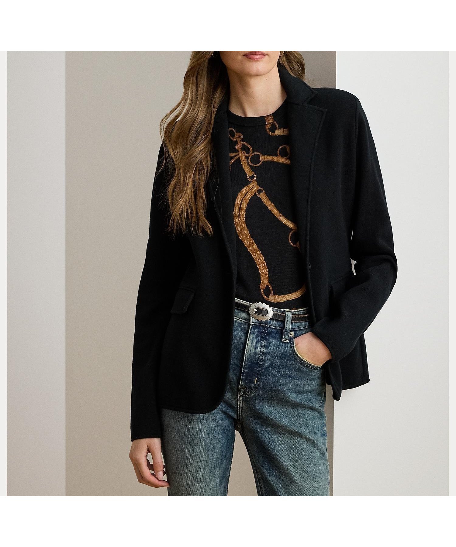 【ラルフローレン/RALPH LAUREN】のコットンブレンド セーター ブレザー インテリア・キッズ・メンズ・レディースファッション・服の通販 founy(ファニー) ファッション Fashion レディースファッション Fashion for Women ショルダー Shoulder, Shoulder Strap ストレート Straight, Straight Cut セーター Sweater, Knitwear 長袖 Long Sleeve, Full Sleeve バランス Balance, Style Balance フィット Fit, Slim Fit フラップ Flap, Flap Pocket フロント Front, Front Design ポケット Pocket, Pocket Detail 001ブラック|ID: prp329100004823959 ipo3291000000035080656