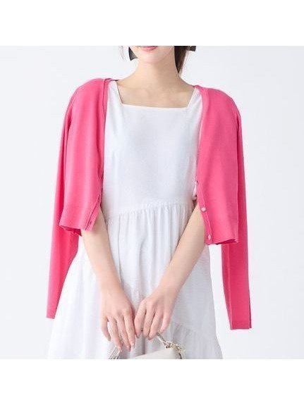 【セルフォード/CELFORD】のビジュー釦Vネックカーディガン インテリア・キッズ・メンズ・レディースファッション・服の通販 founy(ファニー) 　ファッション　Fashion　レディースファッション　Fashion for Women　トップス・カットソー　Cut & Sew Tops　カーディガン・羽織り　Layered Style Cardigans　Vネックトップス　V-Neck Tops / V-Cut Neckline Shirts　カーディガン　Cardigan, Knitwear　シンプル　Simple, Minimal　スマート　Smart, Elegant　ビジュー　Bijou, Jewel-like Accent　ボックス　Boxy, Box Shape　羽織　Haori, Light Jacket　PNK[066]|ID: prp329100004823985 ipo3291000000035080995