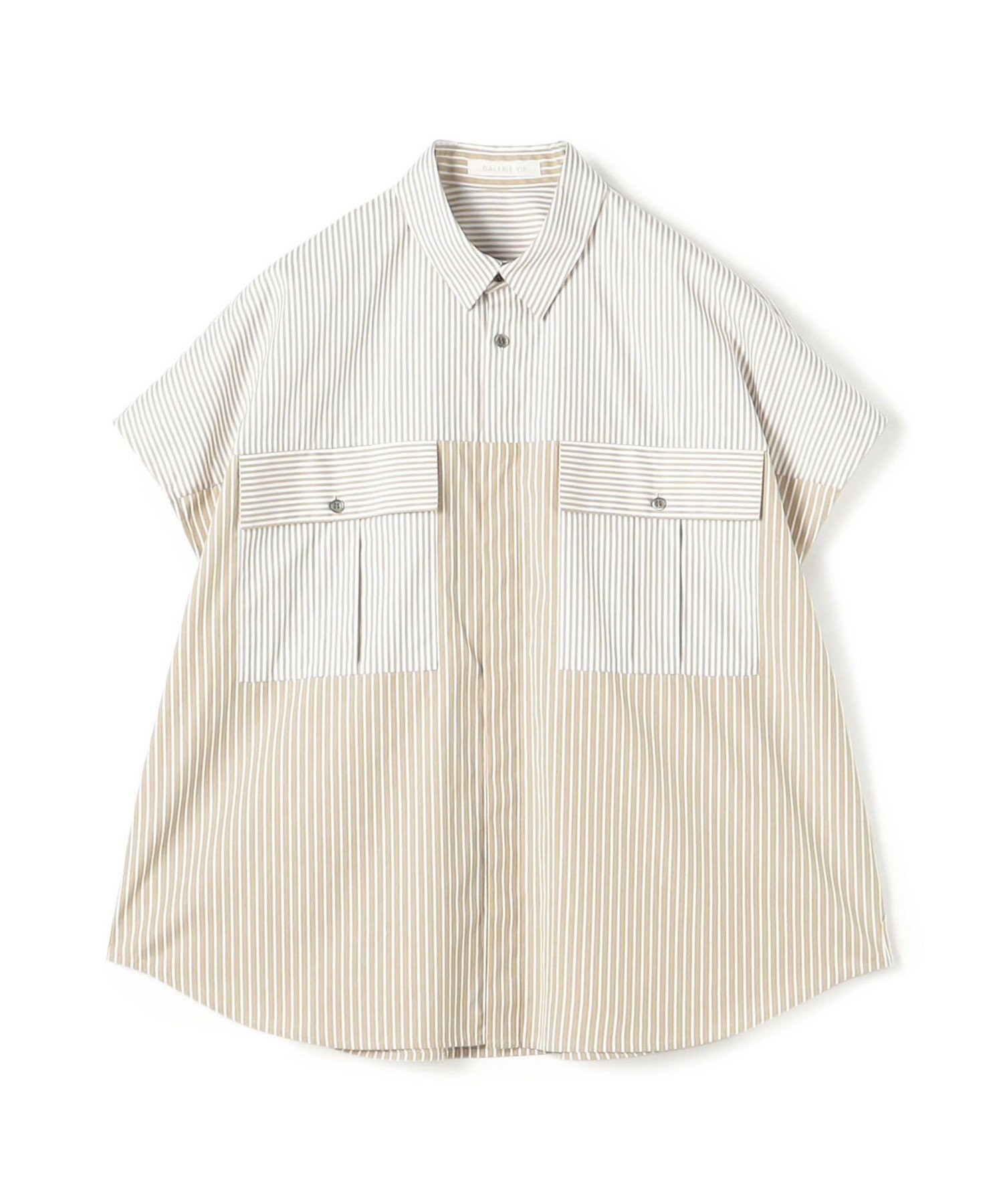 【トゥモローランド/TOMORROWLAND】のコンパクトポプリン フレンチスリーブシャツ 人気、トレンドファッション・服の通販 founy(ファニー) 　ファッション　Fashion　レディースファッション　Fashion for Women　トップス・カットソー　Cut & Sew Tops　シャツ・ブラウス・オフィスカジュアル　Elegant Blouses & Button-Ups　コンパクト　Compact, Small Size　ストライプ　Stripe, Striped Pattern　ビッグ　Big, Oversized　フラップ　Flap, Flap Pocket　ポケット　Pocket, Pocket Detail　メンズ　Men's, Menswear　 other-1|ID: prp329100004823993 ipo3291000000035081081