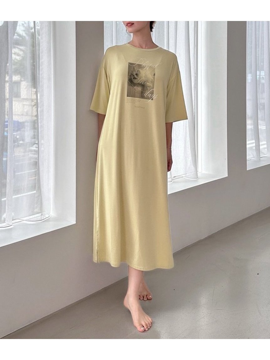 【スナイデル ホーム/SNIDEL HOME】の【接触冷感】CATTシャツワンピース インテリア・キッズ・メンズ・レディースファッション・服の通販 founy(ファニー) 　ファッション　Fashion　レディースファッション　Fashion for Women　ワンピース　Dresses　シャツワンピース / 1枚で着映えコーデ　Shirt Dresses　おすすめ　Recommended / Our Picks　とろみ　Fluid, Flowy Fabric　ギフト プレゼント　Gift / Present　スマート　Smart, Elegant　スリット　Slit, Slit Detail　プリント　Print, Printed Pattern　ロング　Long, Long-Length　猫　Cat, Kitty　GRN[024]|ID: prp329100004824009 ipo3291000000035081312