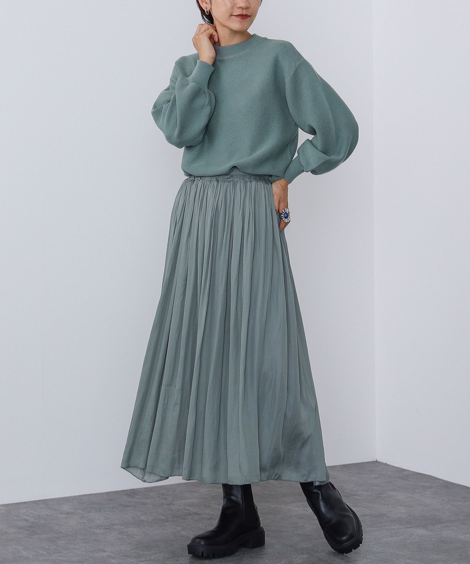 【ビームス ハート/BEAMS HEART】のニットプルオーバー * フレアスカート(セットアイテム) インテリア・キッズ・メンズ・レディースファッション・服の通販 founy(ファニー) 　ファッション　Fashion　レディースファッション　Fashion for Women　スカート　Skirts　Aライン・フレアスカート　A-Line & Flared Skirts　クール　Cool, Chic　セットアップ　Set-Up, Coordinated Outfit　トレンド　Trend, Trending Now　フレア　Flare, Flared　ロング　Long, Long-Length　秋　Autumn　A/W・秋冬　Autumn/Winter　GREYISH GREEN|ID: prp329100004824012 ipo3291000000035081340