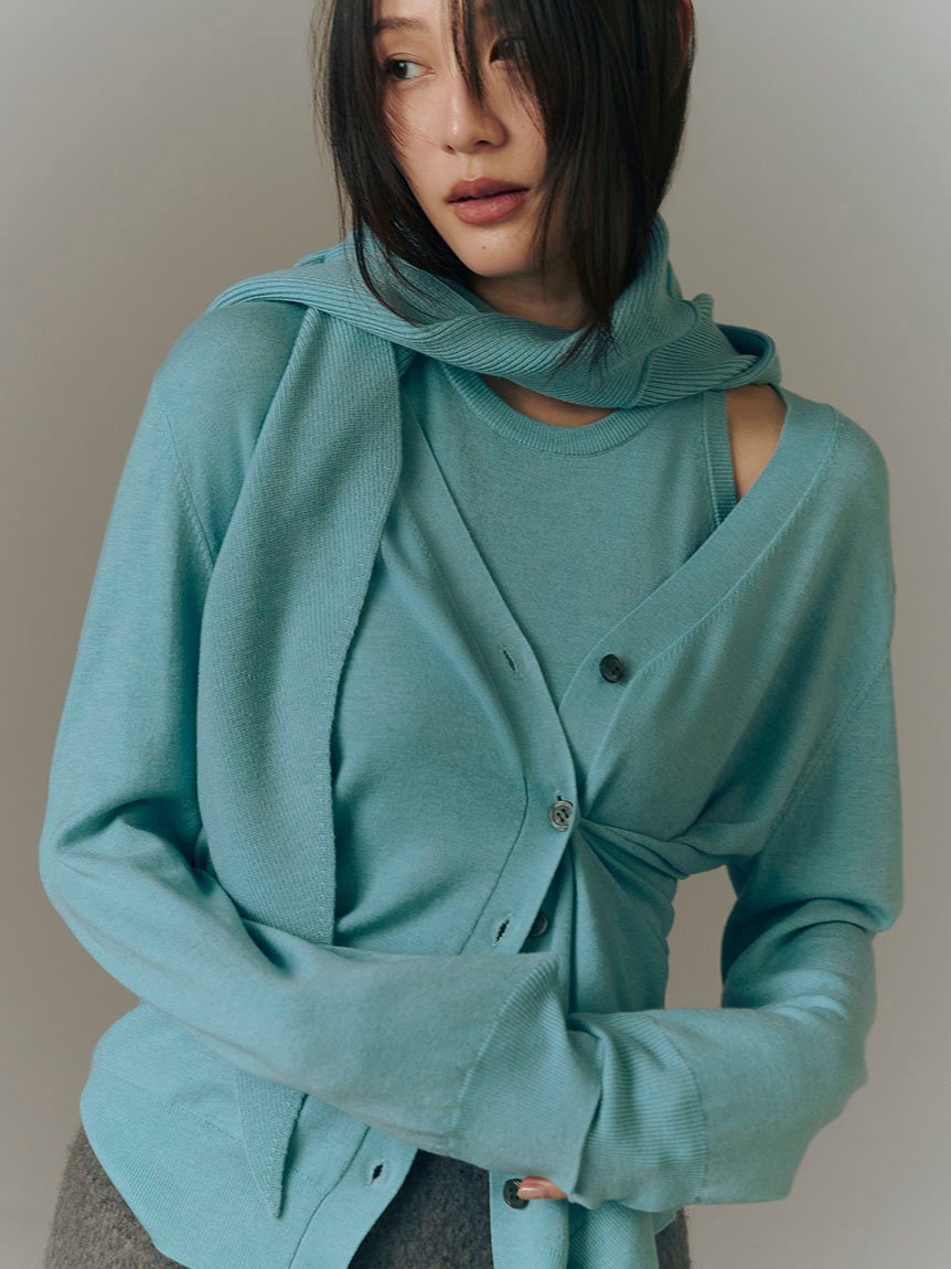 【フレイ アイディー/FRAY I.D】のウォッシャブルカシミヤシルクニットアンサンブル/ウォッシャブル インテリア・キッズ・メンズ・レディースファッション・服の通販 founy(ファニー) 　ファッション　Fashion　レディースファッション　Fashion for Women　トップス・カットソー　Cut & Sew Tops　ニット　Knit Tops & Sweaters　アンサンブルニット　Knit Ensembles & Twin Sets　アンサンブル　Ensemble Set　ウォッシャブル　Machine Washable　カシュクール　Wrap Design　カーディガン　Cardigan, Knitwear　ショート　Short, Short Length　シルク　Silk, 100% Silk　スマート　Smart, Elegant　セットアップ　Set-Up, Coordinated Outfit　バランス　Balance, Style Balance　フェミニン　Feminine, Girly　マフラー　Scarf, Muffler　ロング　Long, Long-Length　おすすめ　Recommended / Our Picks　エレガント 上品　Elegant　TUQ[085]|ID: prp329100004824024 ipo3291000000035081425