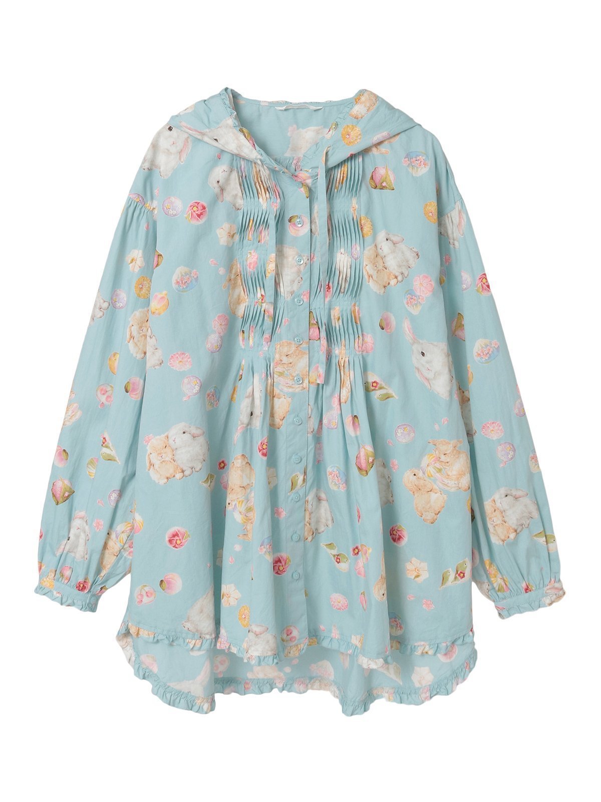 【ピンクハウス/PINK HOUSE】の幸見うさぎプリントフードブラウス 人気、トレンドファッション・服の通販 founy(ファニー) 　ファッション　Fashion　レディースファッション　Fashion for Women　トップス・カットソー　Cut & Sew Tops　シャツ・ブラウス・オフィスカジュアル　Elegant Blouses & Button-Ups　春　Spring　フリル　Frill, Ruffle　フロント　Front, Front Design　プリント　Print, Printed Pattern　モチーフ　Motif, Design Theme　 other-1|ID: prp329100004824040 ipo3291000000035081614