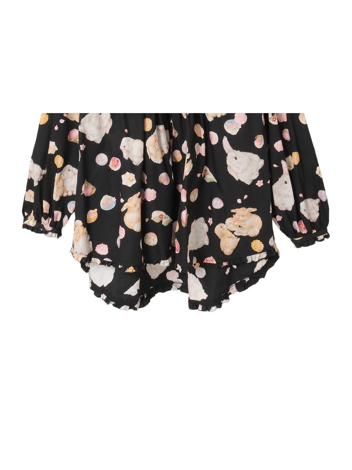 【ピンクハウス/PINK HOUSE】の幸見うさぎプリントフードブラウス インテリア・キッズ・メンズ・レディースファッション・服の通販 founy(ファニー) 　ファッション　Fashion　レディースファッション　Fashion for Women　トップス・カットソー　Cut & Sew Tops　シャツ・ブラウス・オフィスカジュアル　Elegant Blouses & Button-Ups　春　Spring　フリル　Frill, Ruffle　フロント　Front, Front Design　プリント　Print, Printed Pattern　モチーフ　Motif, Design Theme　クロ|ID: prp329100004824040 ipo3291000000035081616