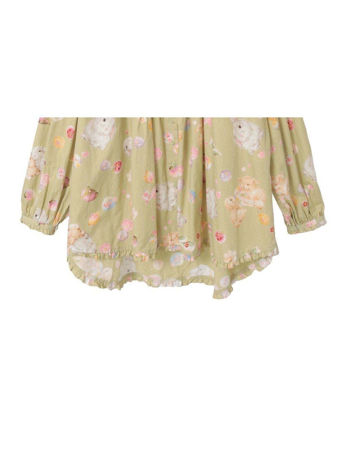 【ピンクハウス/PINK HOUSE】の幸見うさぎプリントフードブラウス インテリア・キッズ・メンズ・レディースファッション・服の通販 founy(ファニー) 　ファッション　Fashion　レディースファッション　Fashion for Women　トップス・カットソー　Cut & Sew Tops　シャツ・ブラウス・オフィスカジュアル　Elegant Blouses & Button-Ups　春　Spring　フリル　Frill, Ruffle　フロント　Front, Front Design　プリント　Print, Printed Pattern　モチーフ　Motif, Design Theme　ハッカ|ID: prp329100004824040 ipo3291000000035081619