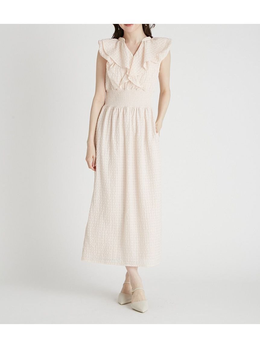 【セルフォード/CELFORD】のフリルシャーリングタイトワンピース インテリア・キッズ・メンズ・レディースファッション・服の通販 founy(ファニー) 　ファッション　Fashion　レディースファッション　Fashion for Women　ワンピース　Dresses　エレガント 上品　Elegant　シャーリング　Shirring, Ruched　スマート　Smart, Elegant　ノースリーブ　Sleeveless, No-Sleeve　バランス　Balance, Style Balance　バルーン　Balloon, Balloon Silhouette　フリル　Frill, Ruffle　CPNK[067]|ID: prp329100004824052 ipo3291000000035081742