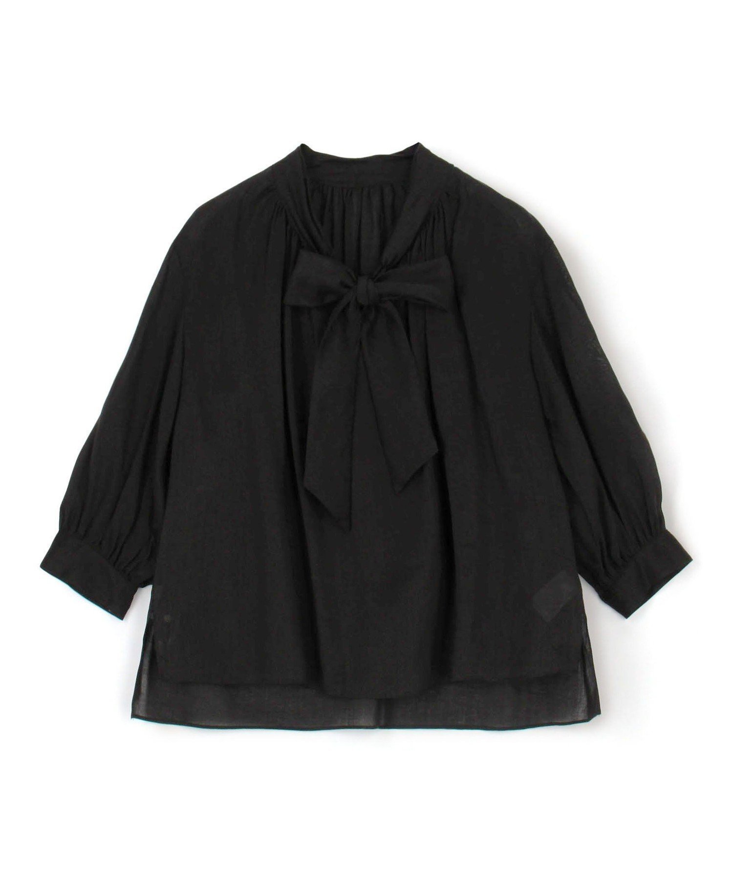【トゥモローランド/TOMORROWLAND】のスムースラミー バイヤスボウタイブラウス インテリア・キッズ・メンズ・レディースファッション・服の通販 founy(ファニー) 　ファッション　Fashion　レディースファッション　Fashion for Women　トップス・カットソー　Cut & Sew Tops　シャツ・ブラウス・オフィスカジュアル　Elegant Blouses & Button-Ups　エレガント 上品　Elegant　春　Spring　ギャザー　Gathered, Ruffled　ネップ　Nepp, Slub Yarn　バランス　Balance, Style Balance　フォルム　Silhouette, Form　フロント　Front, Front Design　リボン　Ribbon, Bow　S/S・春夏　SS, Spring/Summer, Warm Season　夏　Summer　ビジネス 仕事 通勤　Business / Work / Commuting　19 ブラック|ID: prp329100004824064 ipo3291000000035081863