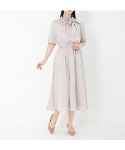 【ストロベリーフィールズ/STRAWBERRY FIELDS】のフリルボウタイワンピース インテリア・キッズ・メンズ・レディースファッション・服の通販 founy(ファニー) 　ファッション　Fashion　レディースファッション　Fashion for Women　ワンピース　Dresses　ライトグレー2|ID: prp329100004824074 ipo3291000000035081928