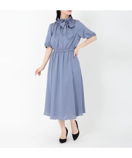 【ストロベリーフィールズ/STRAWBERRY FIELDS】のフリルボウタイワンピース インテリア・キッズ・メンズ・レディースファッション・服の通販 founy(ファニー) 　ファッション　Fashion　レディースファッション　Fashion for Women　ワンピース　Dresses　ブルー2|ID: prp329100004824074 ipo3291000000035081931