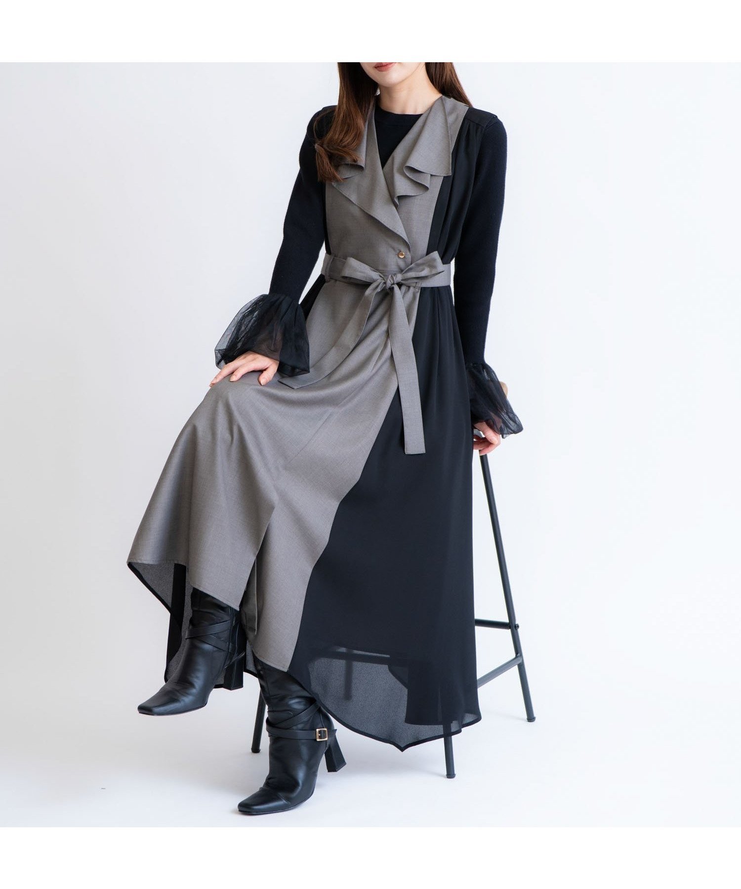 【ノエラ/Noela】のシフォン切り替えジャンスカ 人気、トレンドファッション・服の通販 founy(ファニー) 　ファッション　Fashion　レディースファッション　Fashion for Women　シフォン　Chiffon, Lightweight Fabric　フェミニン　Feminine, Girly　フリル　Frill, Ruffle　ポケット　Pocket, Pocket Detail　 other-1|ID: prp329100004824079 ipo3291000000035081982