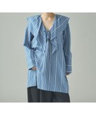 【カレンソロジー/Curensology】のC.S.G ストライプラッフルブラウス 人気、トレンドファッション・服の通販 founy(ファニー) ファッション Fashion レディースファッション Fashion for Women トップス・カットソー Cut & Sew Tops シャツ・ブラウス・オフィスカジュアル Elegant Blouses & Button-Ups インナー Innerwear エレガント 上品 Elegant ストライプ Stripe, Striped Pattern 定番 Standard, Basic Item バランス Balance, Style Balance フランス France, French フリル Frill, Ruffle 夏 Summer thumbnail ブルー|ID: prp329100004824092 ipo3291000000035082105