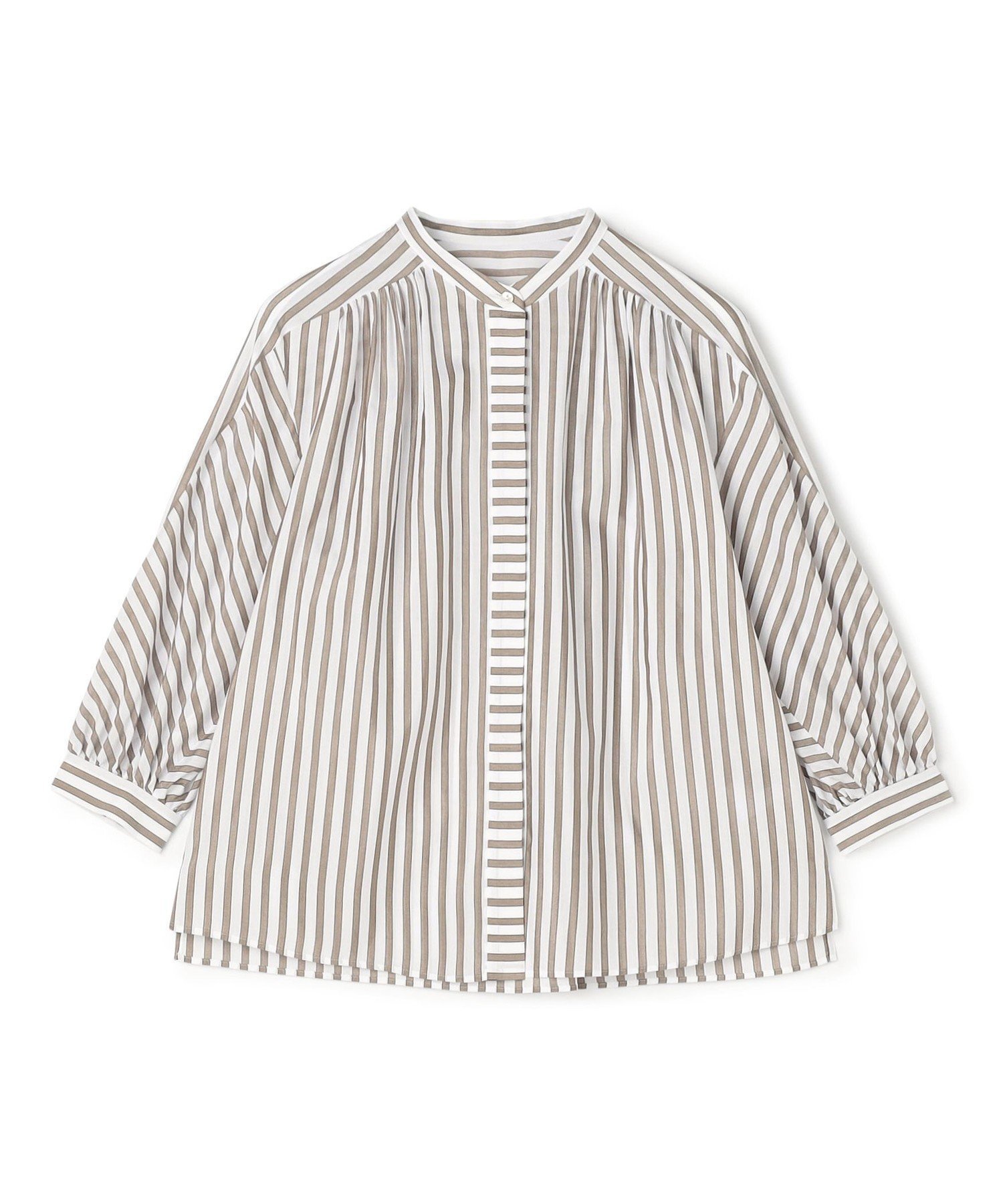 【トゥモローランド/TOMORROWLAND】のトラックストライプ ヨークスリーブブラウス インテリア・キッズ・メンズ・レディースファッション・服の通販 founy(ファニー) 　ファッション　Fashion　レディースファッション　Fashion for Women　トップス・カットソー　Cut & Sew Tops　シャツ・ブラウス・オフィスカジュアル　Elegant Blouses & Button-Ups　インナー　Innerwear　ギャザー　Gathered, Ruffled　シルク　Silk, 100% Silk　シンプル　Simple, Minimal　ジャケット　Jacket, Outerwear　ストライプ　Stripe, Striped Pattern　とろみ　Fluid, Flowy Fabric　タオル　Towel, Bath Towel　プリント　Print, Printed Pattern　ビジネス 仕事 通勤　Business / Work / Commuting　44 ベージュ系|ID: prp329100004824103 ipo3291000000035082202