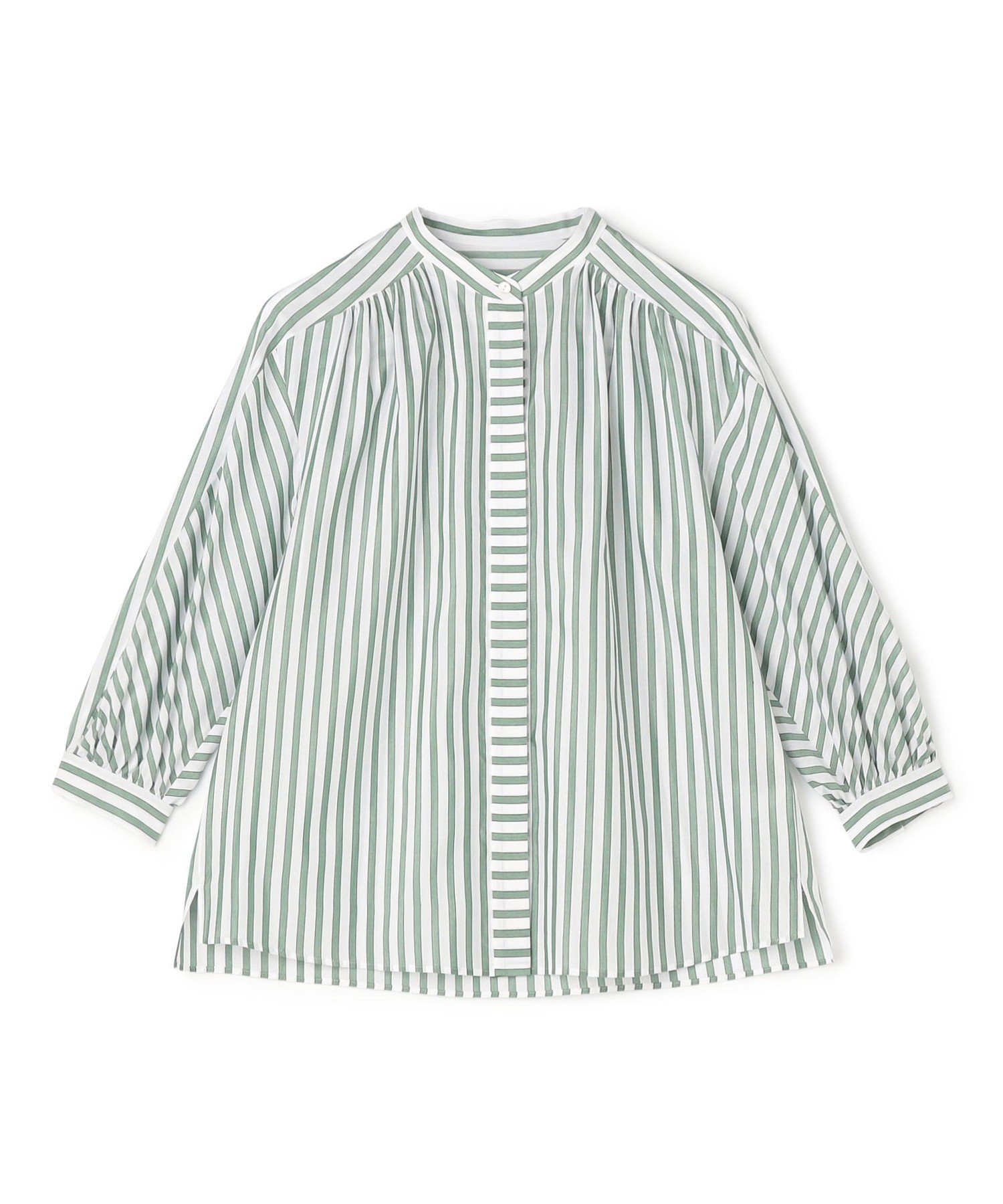 【トゥモローランド/TOMORROWLAND】のトラックストライプ ヨークスリーブブラウス インテリア・キッズ・メンズ・レディースファッション・服の通販 founy(ファニー) 　ファッション　Fashion　レディースファッション　Fashion for Women　トップス・カットソー　Cut & Sew Tops　シャツ・ブラウス・オフィスカジュアル　Elegant Blouses & Button-Ups　インナー　Innerwear　ギャザー　Gathered, Ruffled　シルク　Silk, 100% Silk　シンプル　Simple, Minimal　ジャケット　Jacket, Outerwear　ストライプ　Stripe, Striped Pattern　とろみ　Fluid, Flowy Fabric　タオル　Towel, Bath Towel　プリント　Print, Printed Pattern　ビジネス 仕事 通勤　Business / Work / Commuting　54 グリーン系|ID: prp329100004824103 ipo3291000000035082203