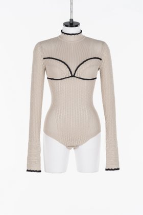 【フェティコ/FETICO】のLace-knit bodysuit 人気、トレンドファッション・服の通販 founy(ファニー) ファッション Fashion レディースファッション Fashion for Women トップス・カットソー Cut & Sew Tops ニット Knit Tops & Sweaters ストレッチ Stretch, Stretchy Fabric レース Lace, Lace Fabric |ID:prp329100004824104