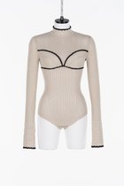 【フェティコ/FETICO】のLace-knit bodysuit 人気、トレンドファッション・服の通販 founy(ファニー) ファッション Fashion レディースファッション Fashion for Women トップス・カットソー Cut & Sew Tops ニット Knit Tops & Sweaters ストレッチ Stretch, Stretchy Fabric レース Lace, Lace Fabric thumbnail Beige|ID: prp329100004824104 ipo3291000000035082208