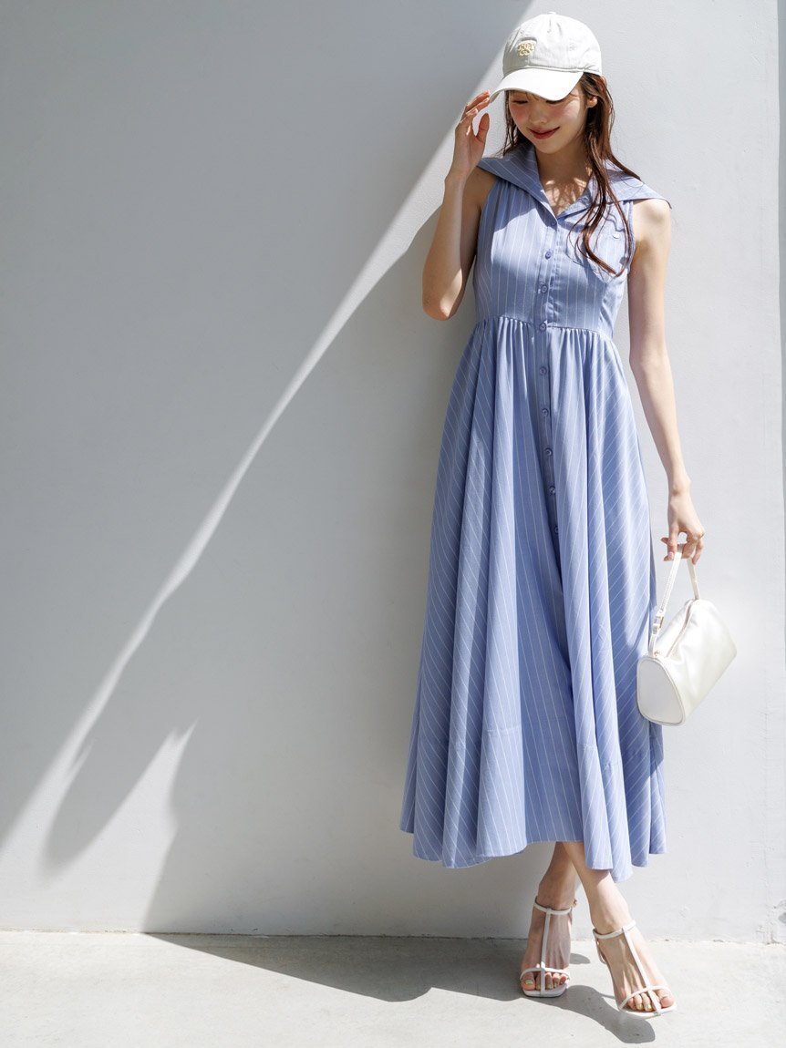 【スナイデル/SNIDEL】のアメスリシャツワンピース インテリア・キッズ・メンズ・レディースファッション・服の通販 founy(ファニー) 　ファッション　Fashion　レディースファッション　Fashion for Women　ワンピース　Dresses　シャツワンピース / 1枚で着映えコーデ　Shirt Dresses　インナー　Innerwear　ウェーブ　Wavy Pattern　キャミソール　Camisole, Spaghetti Strap Top　ギャザー　Gathered, Ruffled　ストライプ　Stripe, Striped Pattern　スマート　Smart, Elegant　ビッグ　Big, Oversized　フェミニン　Feminine, Girly　フレア　Flare, Flared　ポケット　Pocket, Pocket Detail　無地　Plain, Solid Color　エレガント 上品　Elegant　BLU[086]|ID: prp329100004824110 ipo3291000000035082267