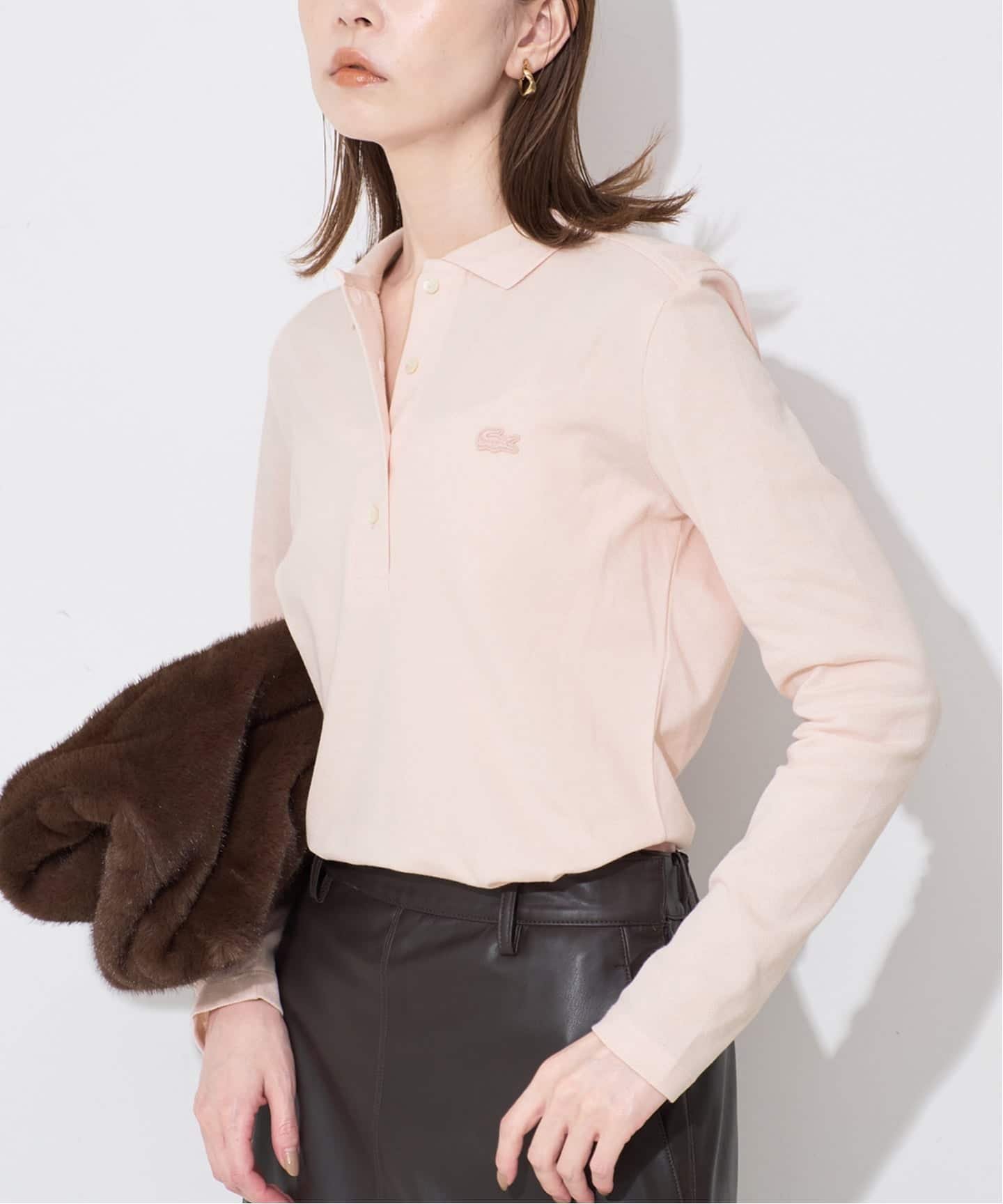 【スローブ イエナ/SLOBE IENA】のLACOSTE/ラコステ ロングスリーブポロシャツ PF5464J-99 インテリア・キッズ・メンズ・レディースファッション・服の通販 founy(ファニー) 　ファッション　Fashion　レディースファッション　Fashion for Women　トップス・カットソー　Cut & Sew Tops　シャツ・ブラウス・オフィスカジュアル　Elegant Blouses & Button-Ups　ポロシャツ・きれいめカジュアル　Smart-Casual Polo Tops　人気　Popular, Best Seller　ピンク|ID: prp329100004824130 ipo3291000000035082410