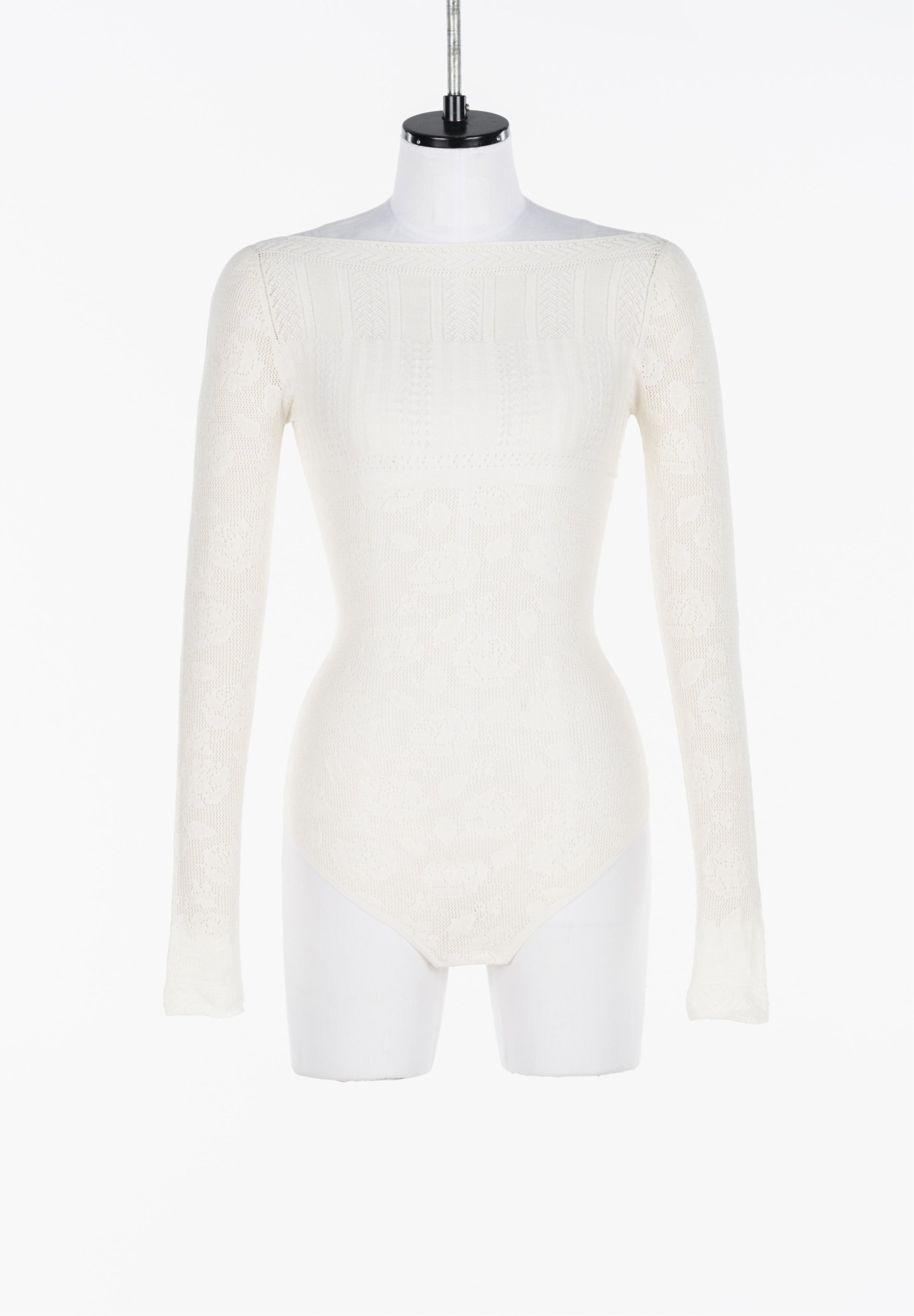 【フェティコ/FETICO】のRose pattern lace-knit bodysuit インテリア・キッズ・メンズ・レディースファッション・服の通販 founy(ファニー) 　ファッション　Fashion　レディースファッション　Fashion for Women　トップス・カットソー　Cut & Sew Tops　ニット　Knit Tops & Sweaters　ホールガーメント　WholeGarment, Seamless Knit　モチーフ　Motif, Design Theme　White|ID: prp329100004824136 ipo3291000000035082516