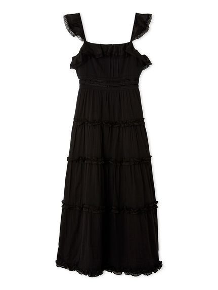 【リリーブラウン/Lily Brown】のティアードフリルキャミワンピース インテリア・キッズ・メンズ・レディースファッション・服の通販 founy(ファニー) 　ファッション　Fashion　レディースファッション　Fashion for Women　ワンピース　Dresses　キャミソールワンピース　Camisole Dresses　おすすめ　Recommended / Our Picks　シアー　Sheer, See-Through　ジャケット　Jacket, Outerwear　スマート　Smart, Elegant　ティアードワンピース　Tiered Dress, Flared Dress　トレンド　Trend, Trending Now　ドッキング　Docking, Mixed Material　ブルゾン　Blouson, Bomber Jacket　透かし　Cut-Out, Lacework　BLK[009]|ID: prp329100004824142 ipo3291000000035082560