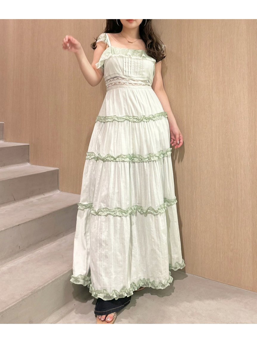 【リリーブラウン/Lily Brown】のティアードフリルキャミワンピース インテリア・キッズ・メンズ・レディースファッション・服の通販 founy(ファニー) 　ファッション　Fashion　レディースファッション　Fashion for Women　ワンピース　Dresses　キャミソールワンピース　Camisole Dresses　おすすめ　Recommended / Our Picks　シアー　Sheer, See-Through　ジャケット　Jacket, Outerwear　スマート　Smart, Elegant　ティアードワンピース　Tiered Dress, Flared Dress　トレンド　Trend, Trending Now　ドッキング　Docking, Mixed Material　ブルゾン　Blouson, Bomber Jacket　透かし　Cut-Out, Lacework　MNT[021]|ID: prp329100004824142 ipo3291000000035082561